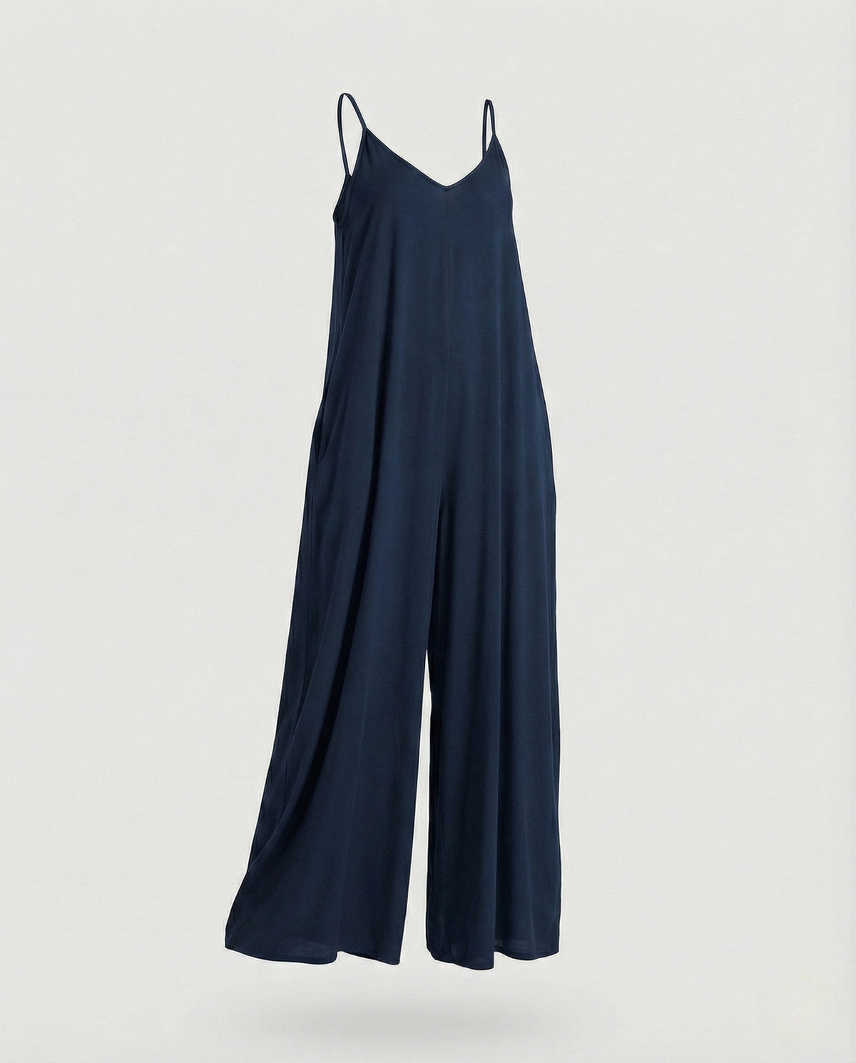 Relaxte jumpsuit met wijde pijpen en spaghettibandjes voor dames – Jumpsuit met V-hals voor zomervakanties
