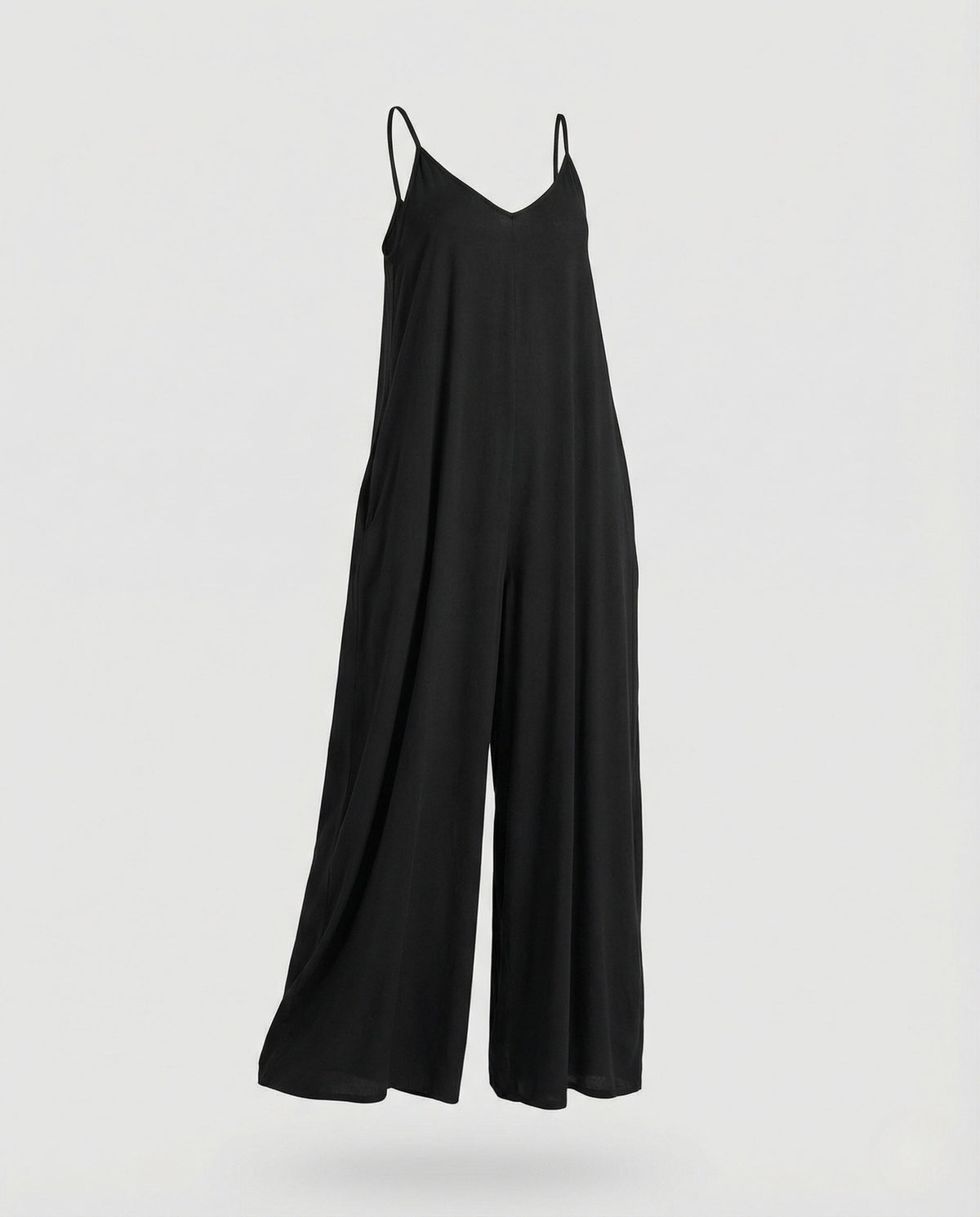 Relaxte jumpsuit met wijde pijpen en spaghettibandjes voor dames – Jumpsuit met V-hals voor zomervakanties