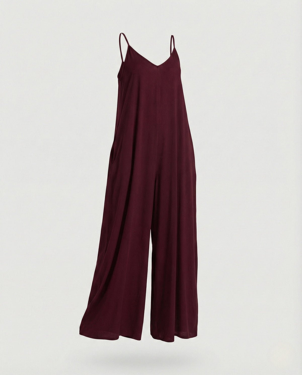 Damen-Jumpsuit mit weitem Bein und lockerem Schnitt, Spaghettiträgern und V-Ausschnitt – Einteiler für den Sommerurlaub
