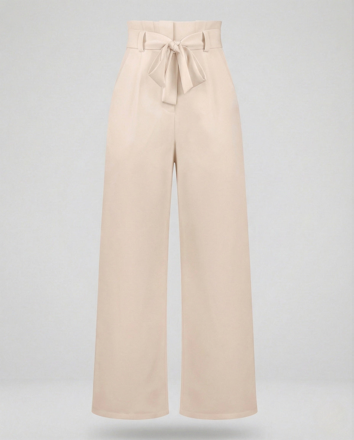 Pantaloni a gamba larga a vita alta da donna con vita arricciata e cintura da annodare – Stile adatto dall’ufficio alla sera