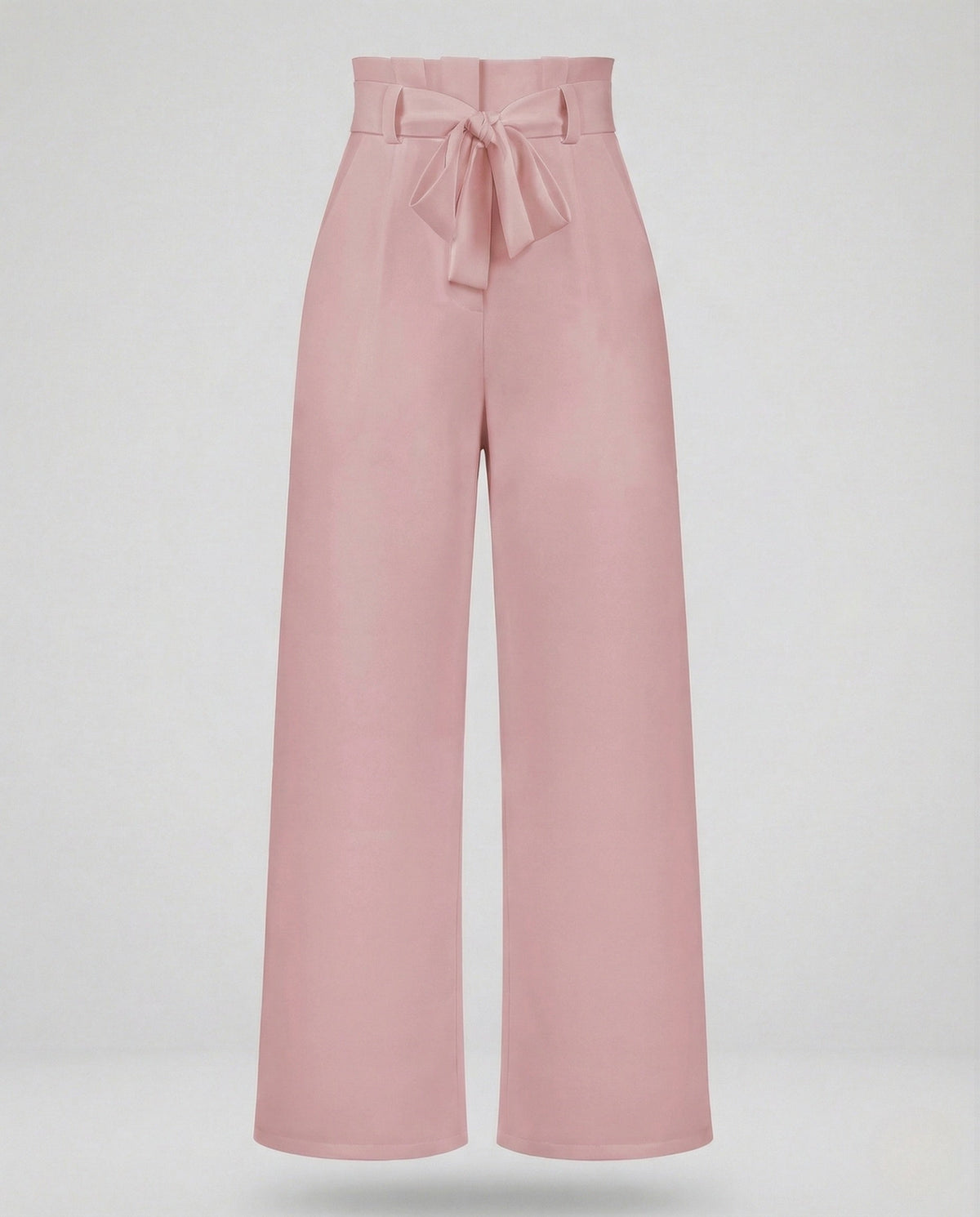 Pantaloni a gamba larga a vita alta da donna con vita arricciata e cintura da annodare – Stile adatto dall’ufficio alla sera
