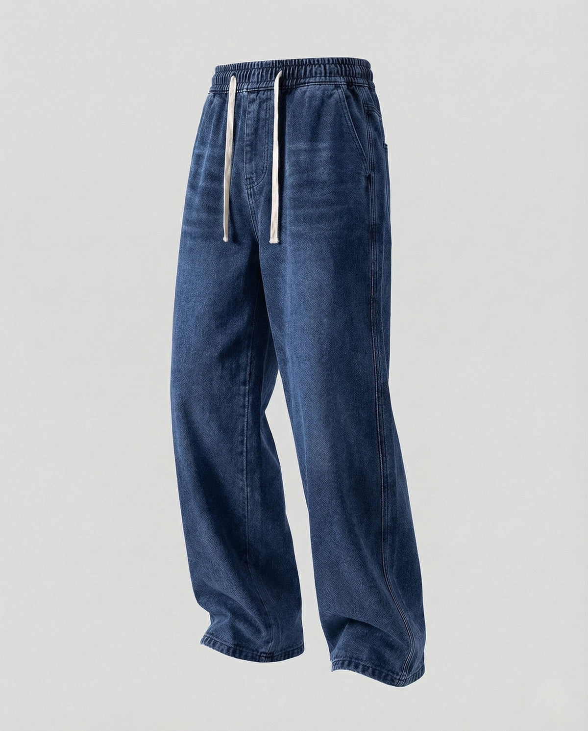 Dámské džíny se širokými nohavicemi, stahovací šňůrkou a pružným pasem – volný dlouhý denim pro neformální nošení