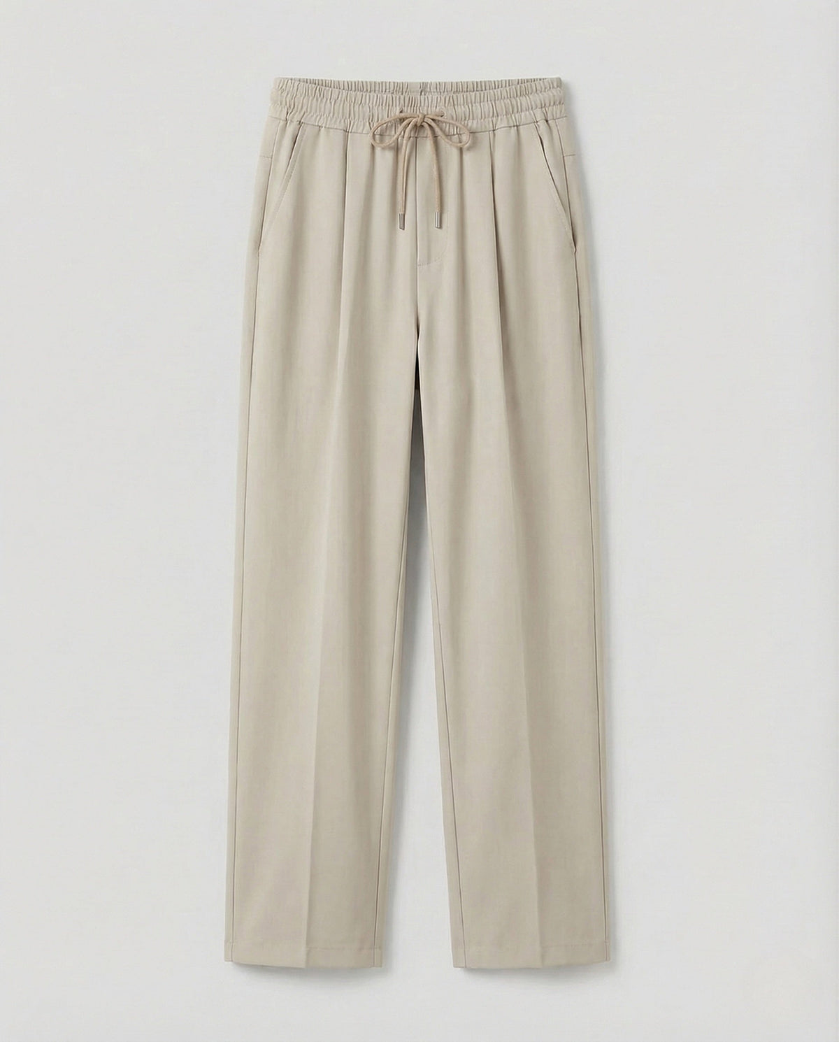 Pantaloni da uomo in misto cotone con coulisse e pieghe sul davanti – Vestibilità comoda per uno stile casual elegante