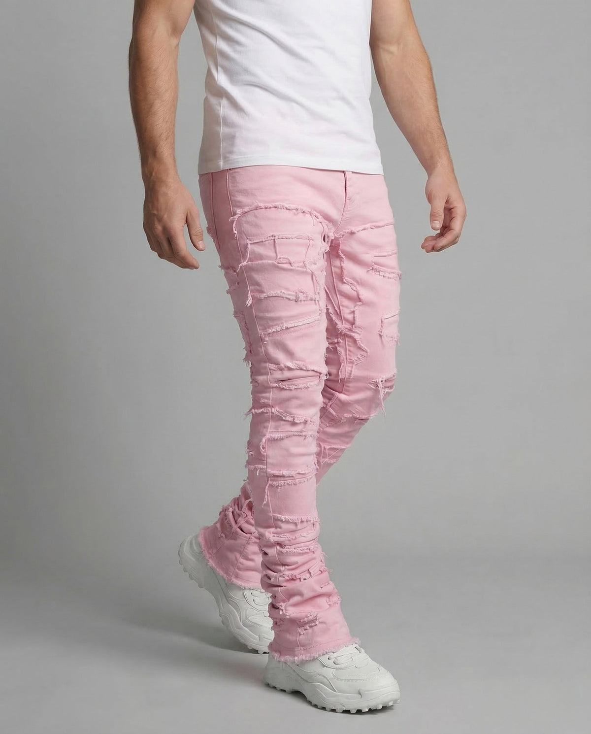 Jeans skinny da uomo effetto vissuto con dettagli sfrangiati – Denim arricciato per uno stile streetwear casual