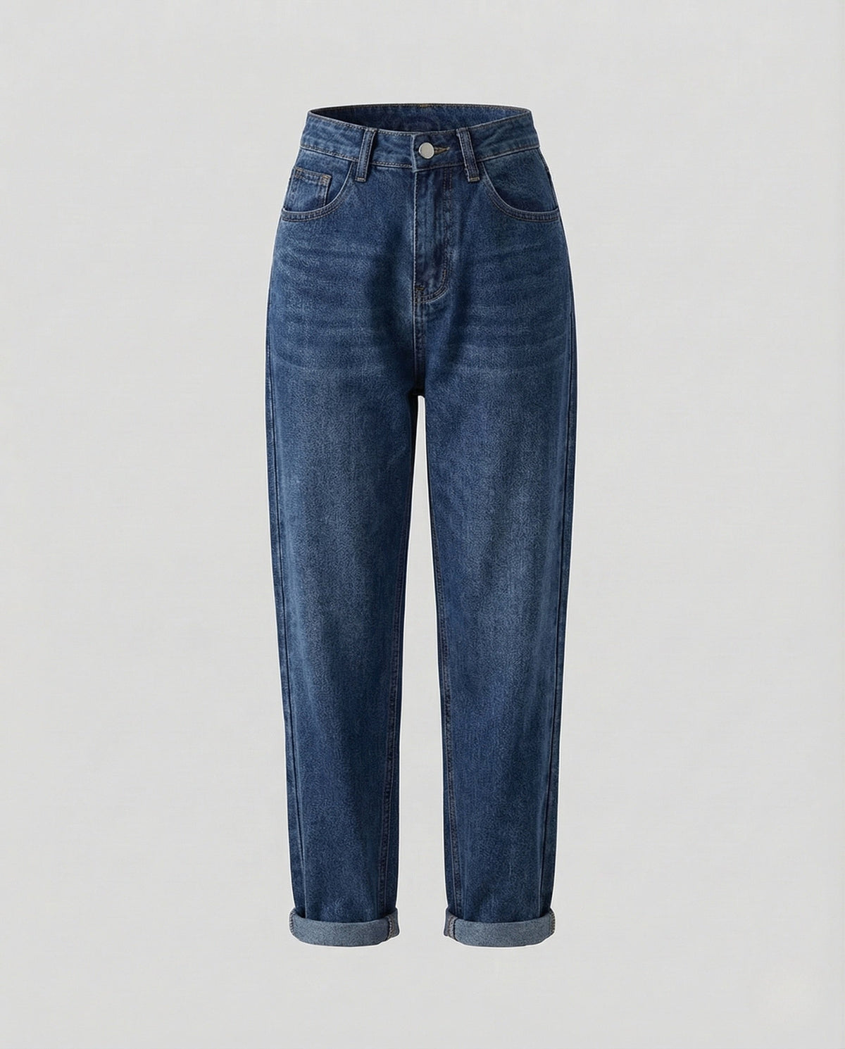 Jeans mom da donna dal taglio comodo con orli risvoltati – Denim a vita alta e gamba affusolata da indossare ogni giorno