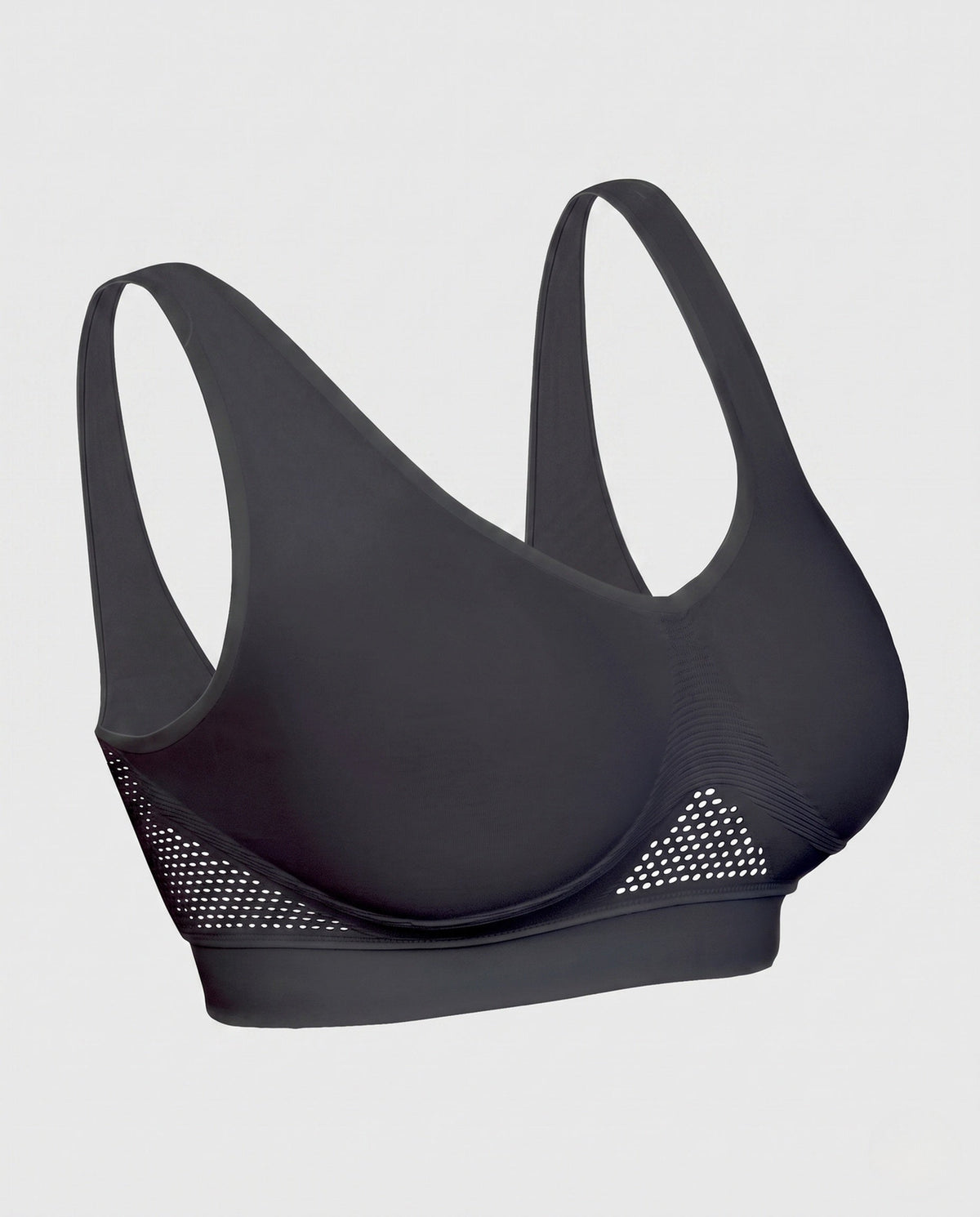 Nahtloser Sport-BH für Damen mit breiten Trägern – Rundhalsausschnitt und belüftete Einsätze unter der Brust