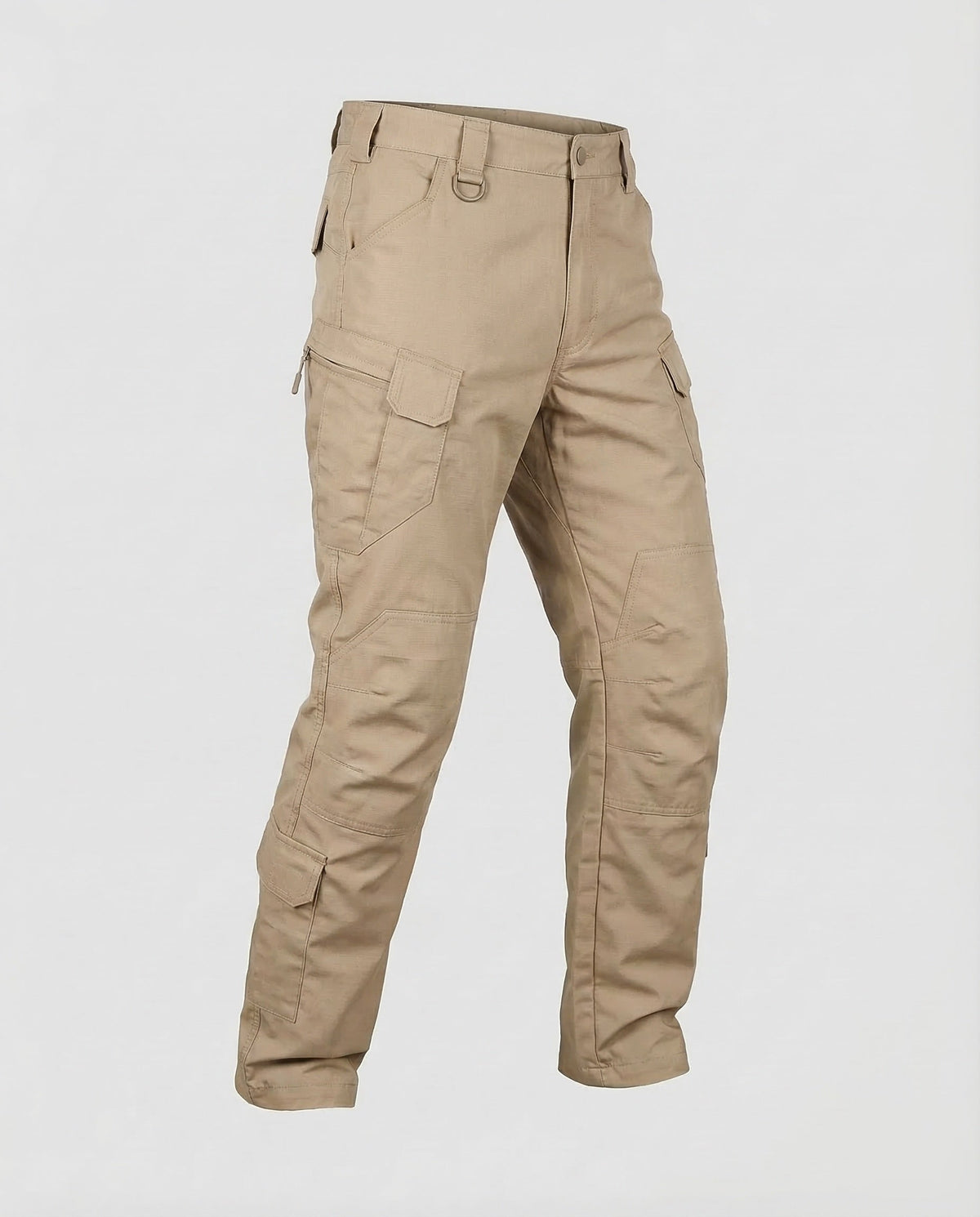 Pantaloni cargo tactici de bărbați, cu întărituri la genunchi și buzunare cu clapetă – stil utilitar cu croială dreaptă, pentru activități în aer liber și purtare zilnică