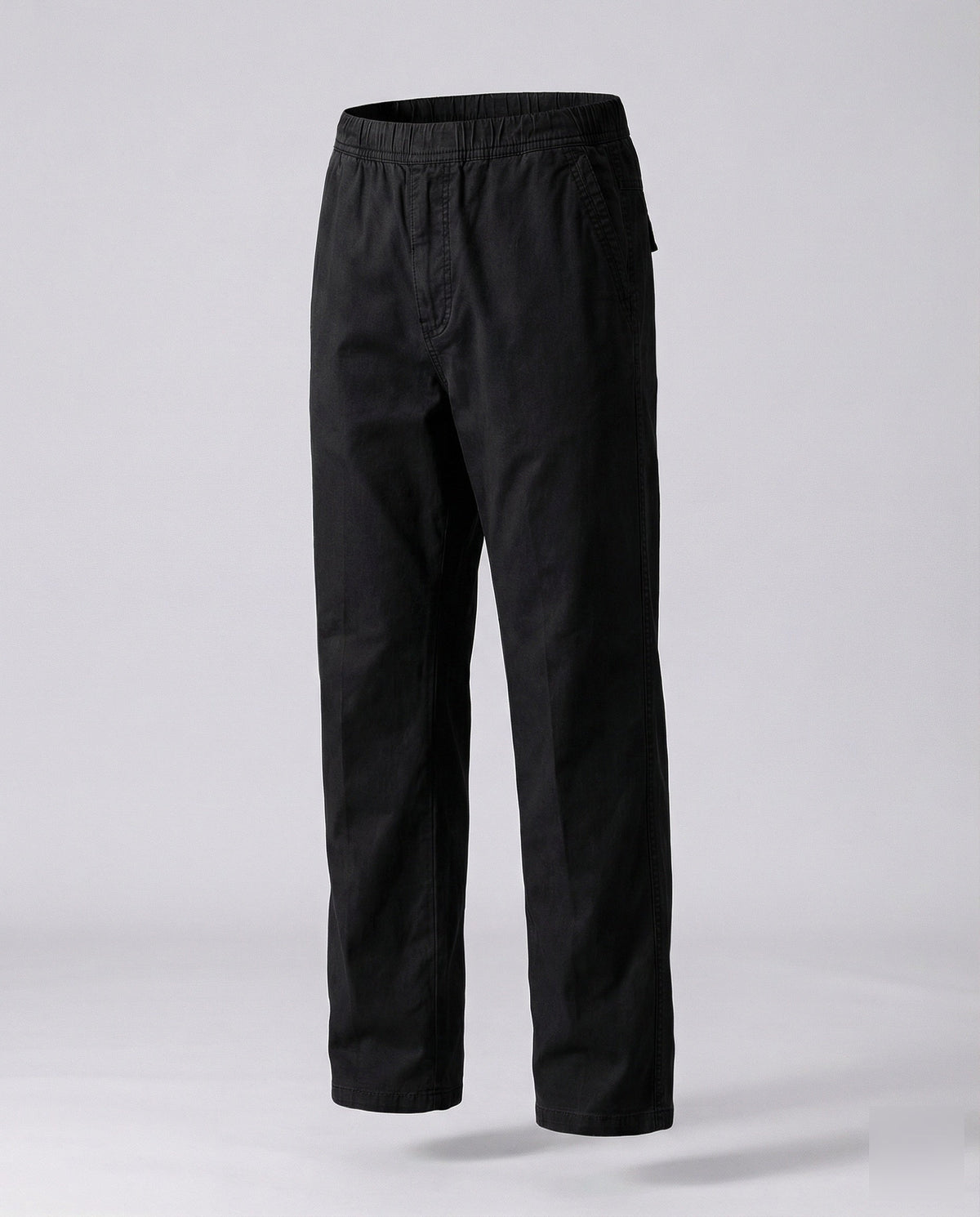 Men's Relaxed Straight Leg Casual Trousers with Elasticated Waist – Comfortable Full Length Pants with Side Pockets for Everyday Wear