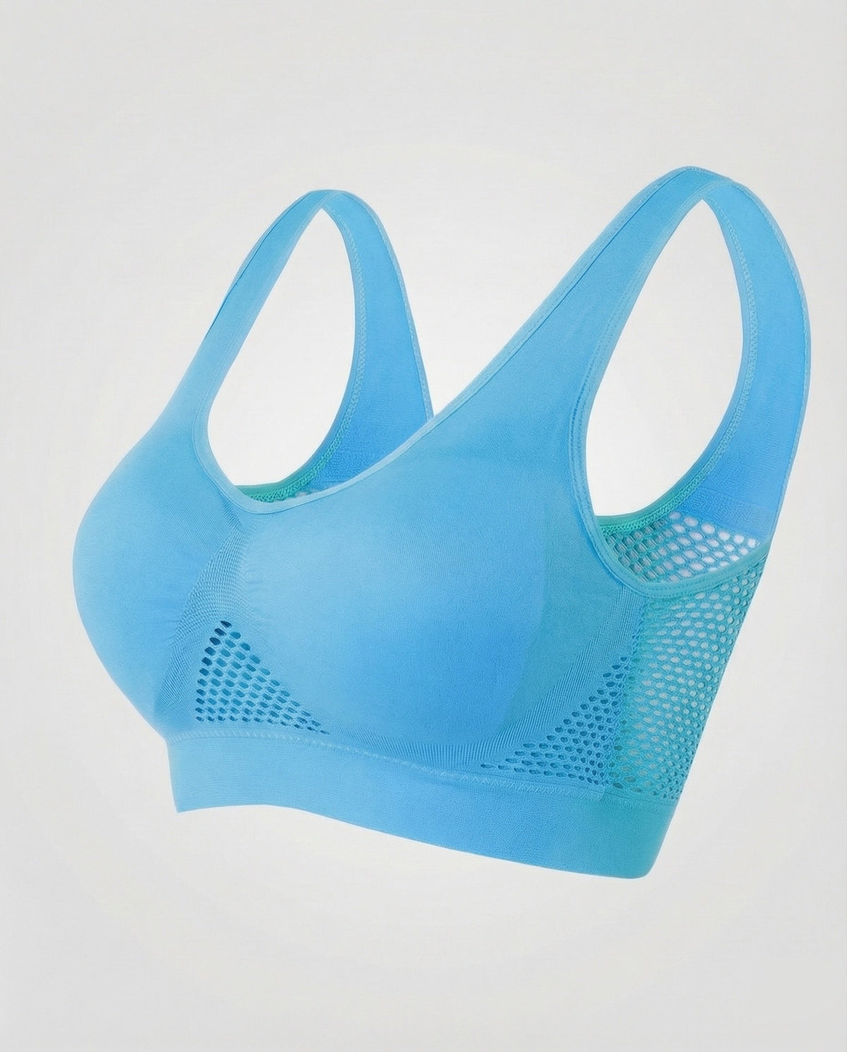 Sujetador cómodo sin costuras y sin aros para mujer, con paneles de punto de malla – Bralette suave de poner, con tirantes anchos, para el día a día