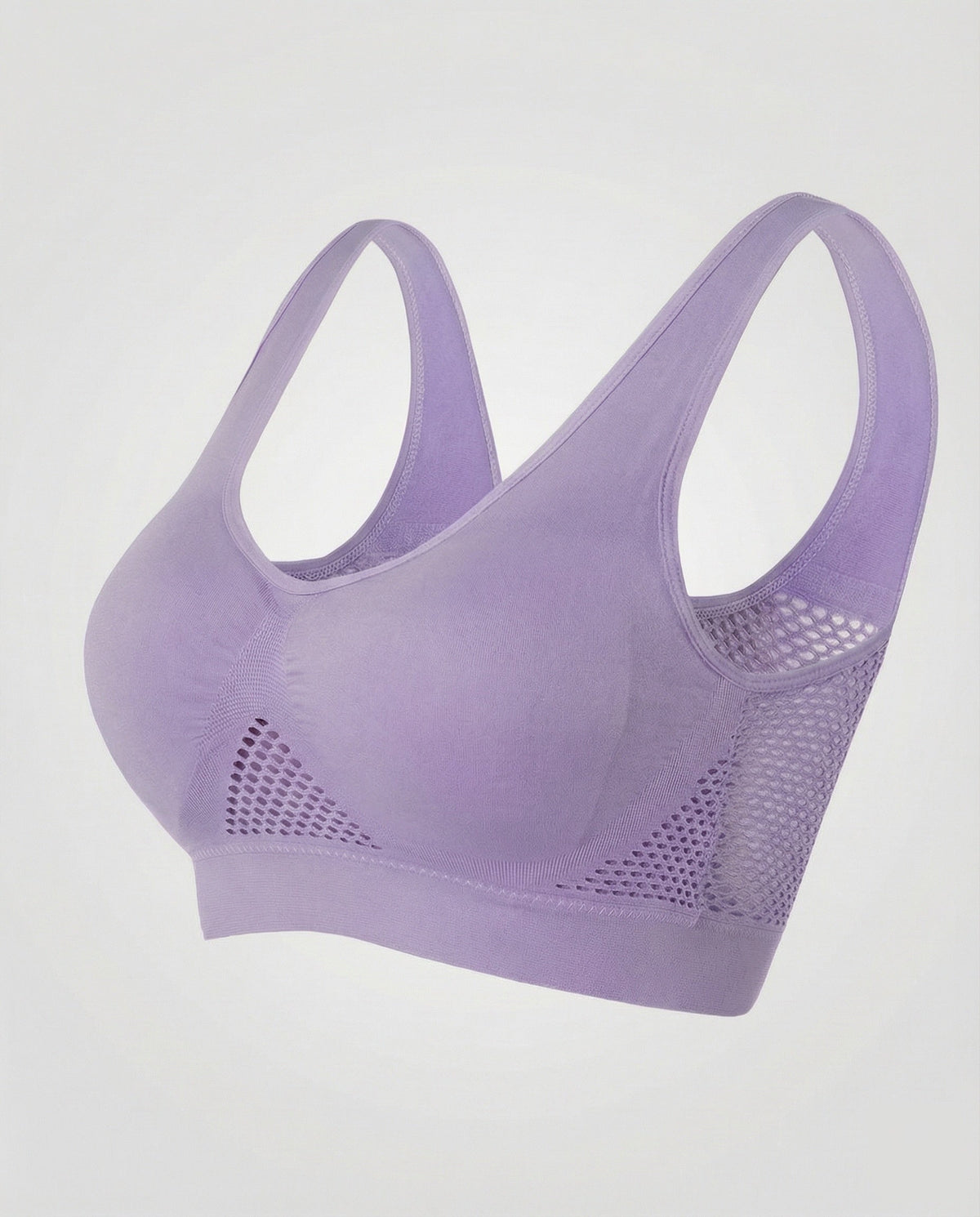 Sujetador cómodo sin costuras y sin aros para mujer, con paneles de punto de malla – Bralette suave de poner, con tirantes anchos, para el día a día