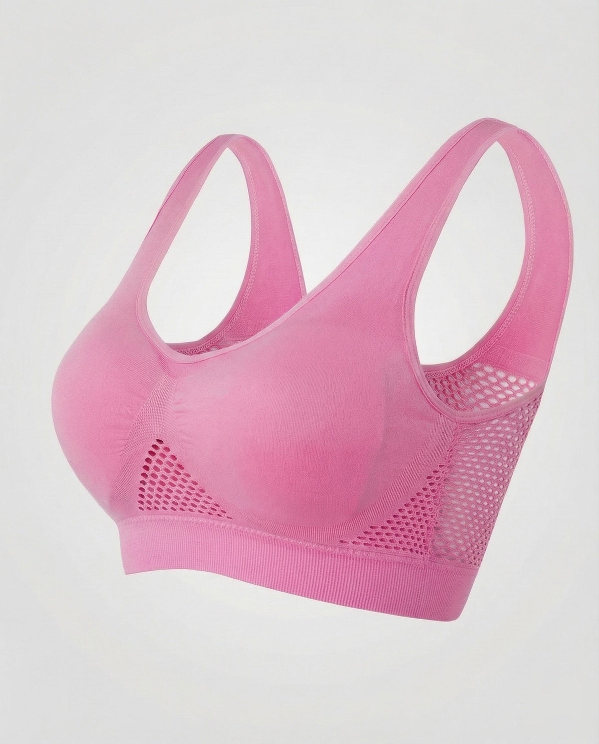 Sujetador cómodo sin costuras y sin aros para mujer, con paneles de punto de malla – Bralette suave de poner, con tirantes anchos, para el día a día