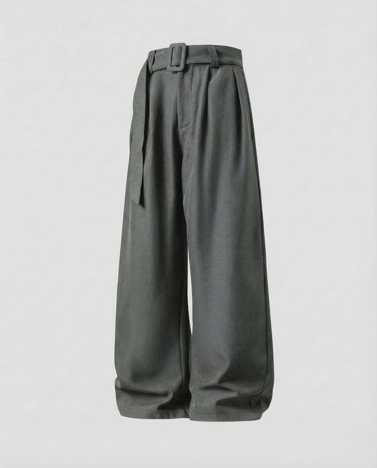 Pantalones de mujer de tiro alto y pernera abullonada con cinturón a juego y pliegues delanteros - estilo sastre holgado con bajos fruncidos en los tobillos