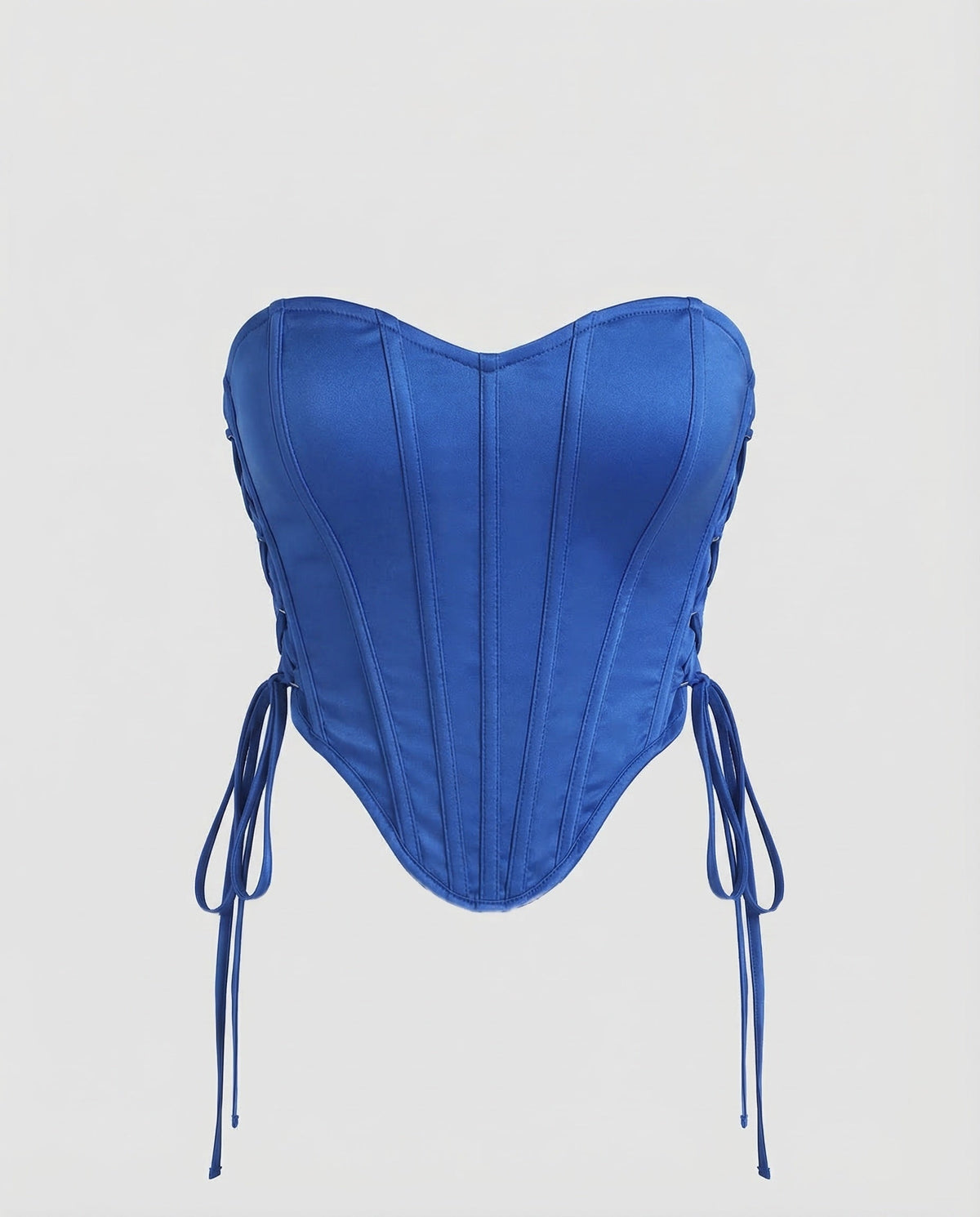 Corpete cai-cai para mulher, com atacadores laterais e decote em coração – Corpete justo com aspeto de cetim para festas e looks de noite