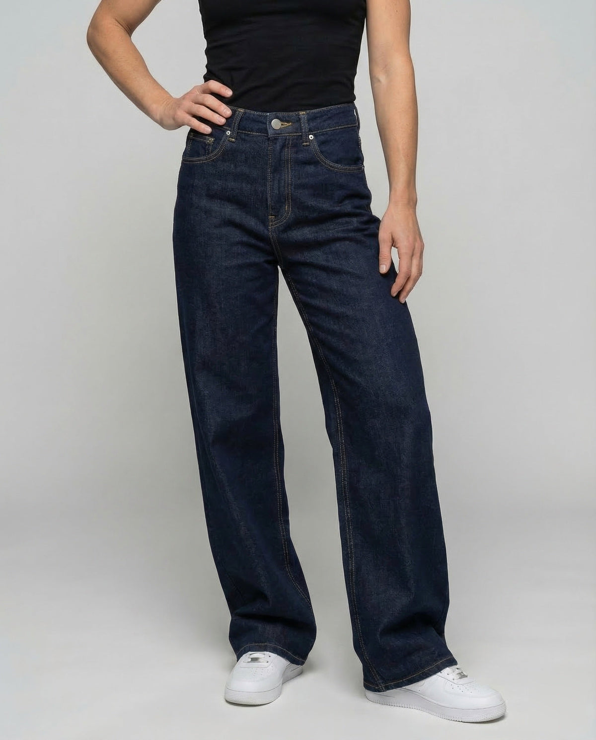 High-Waist-Jeans für Damen mit weitem Bein – lässige Denim-Hose in voller Länge für Streetwear-Outfits