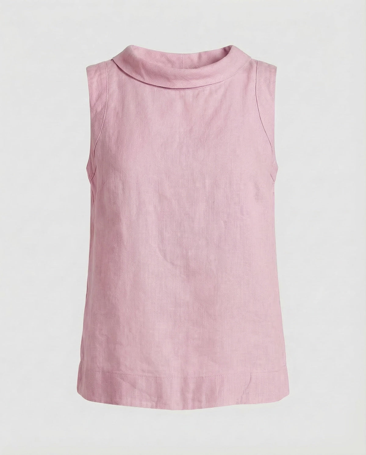 Blusa sem mangas de mulher, com decote redondo dobrado e corte evasé descontraído – Top de verão texturado para looks casual elegantes