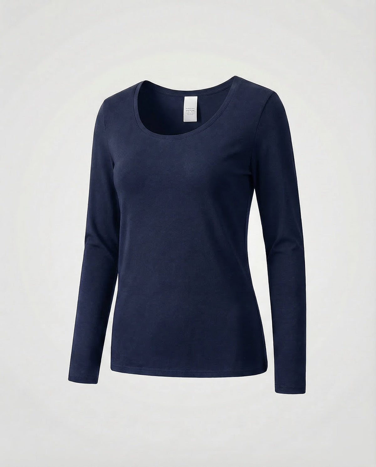 Haut ajusté à manches longues pour femme avec large encolure arrondie et ourlet droit - Couche minimaliste pour le quotidien et les tenues chic décontractées