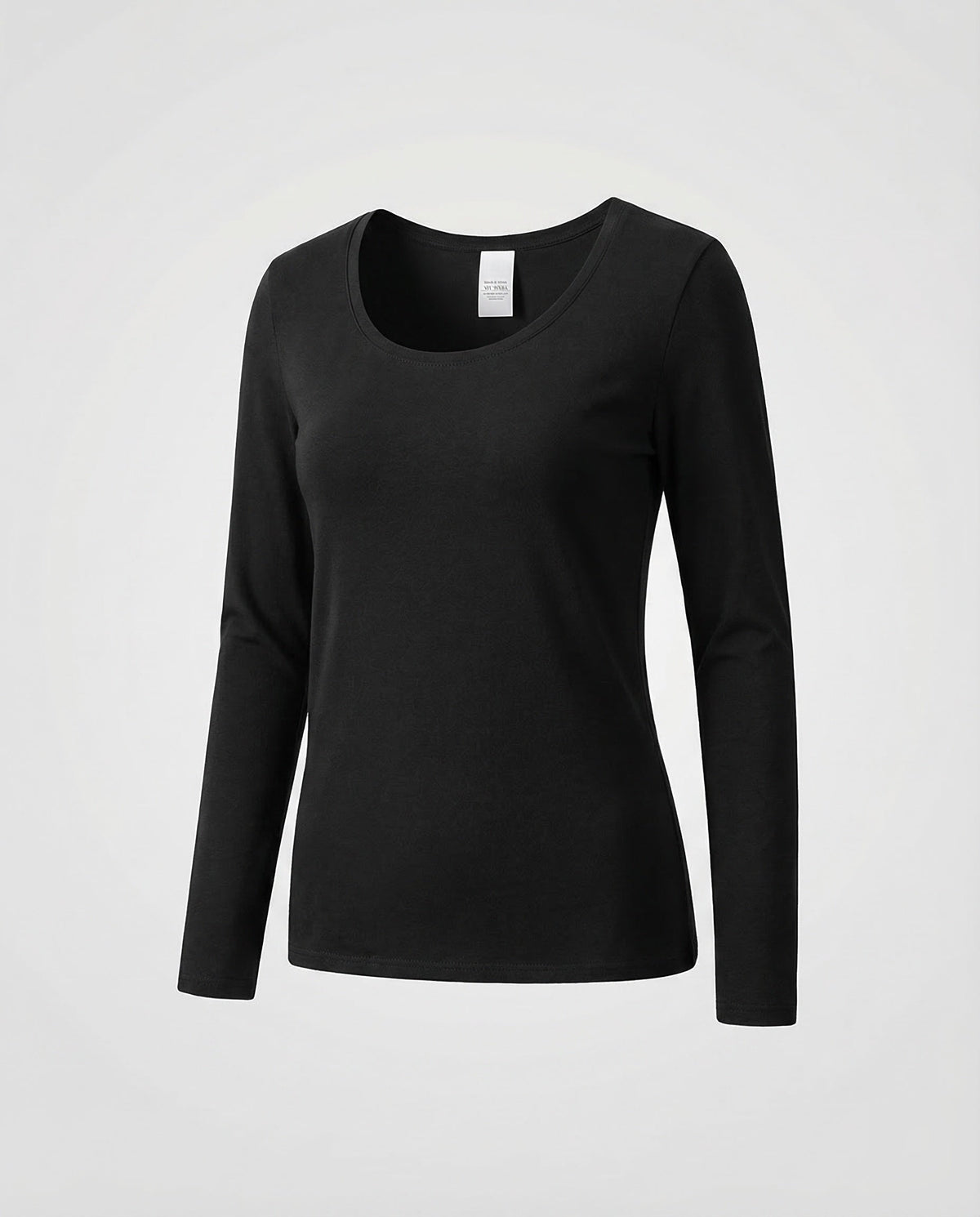 Haut ajusté à manches longues pour femme avec large encolure arrondie et ourlet droit - Couche minimaliste pour le quotidien et les tenues chic décontractées