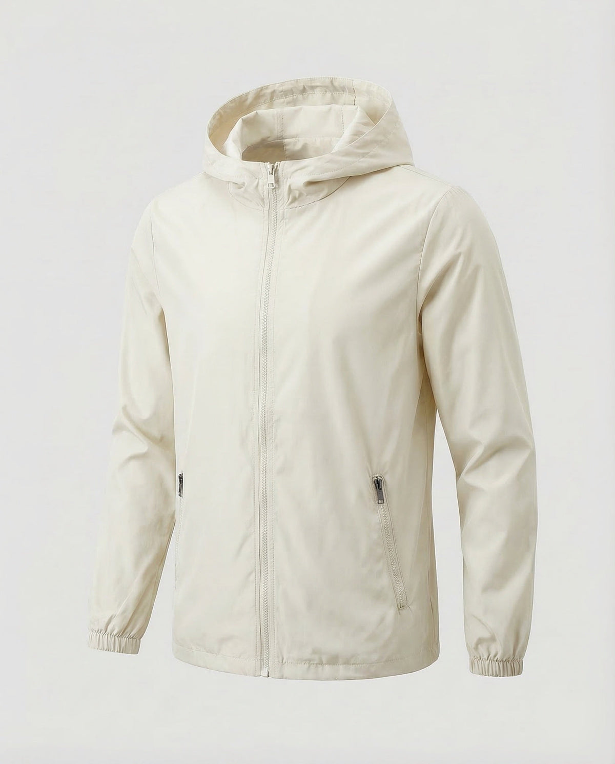 Men’s Lightweight Hooded Jacket with Zipped Pockets and Elasticated Cuffs – Full Zip Casual Layer for Spring and Summer Outings