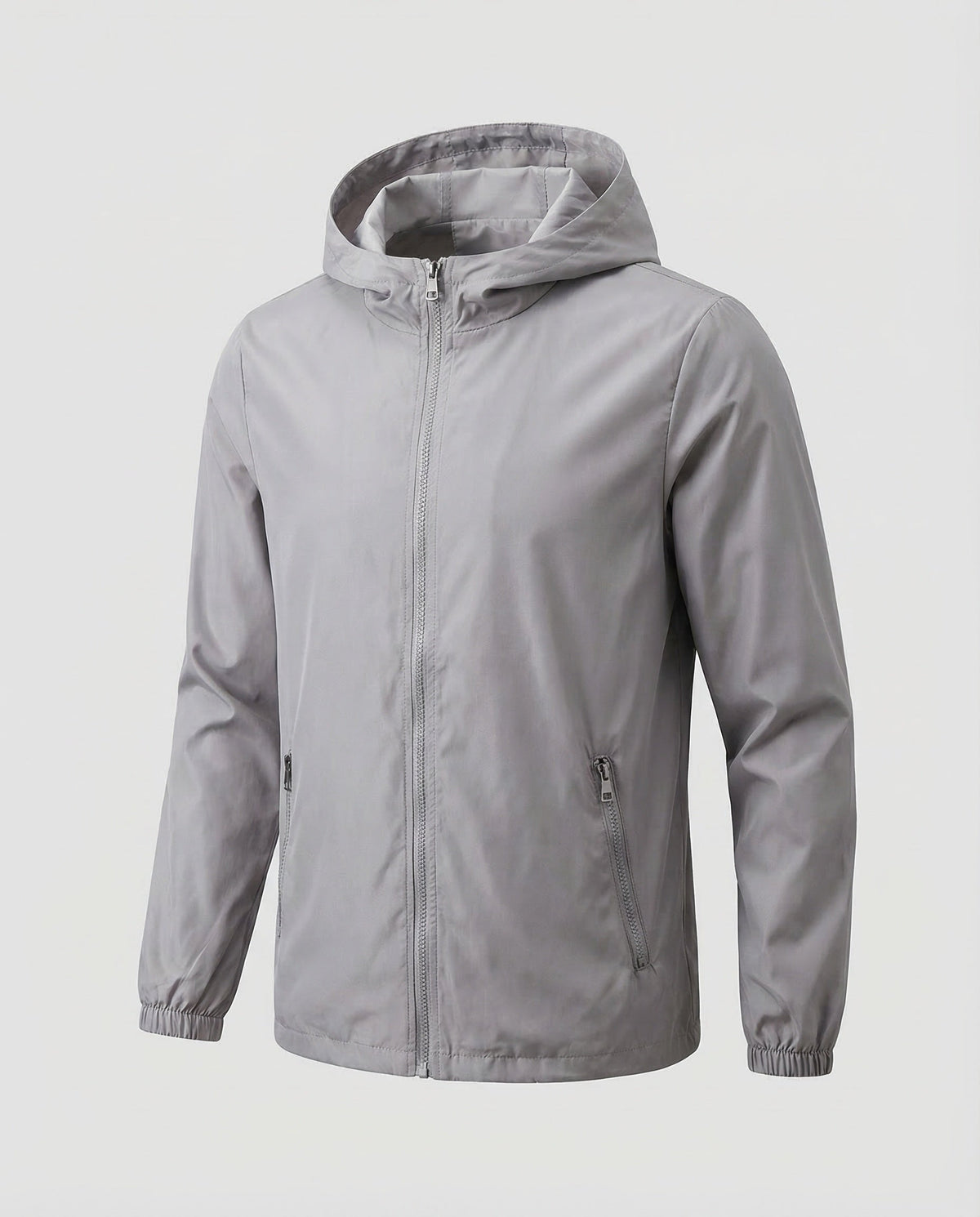 Men’s Lightweight Hooded Jacket with Zipped Pockets and Elasticated Cuffs – Full Zip Casual Layer for Spring and Summer Outings