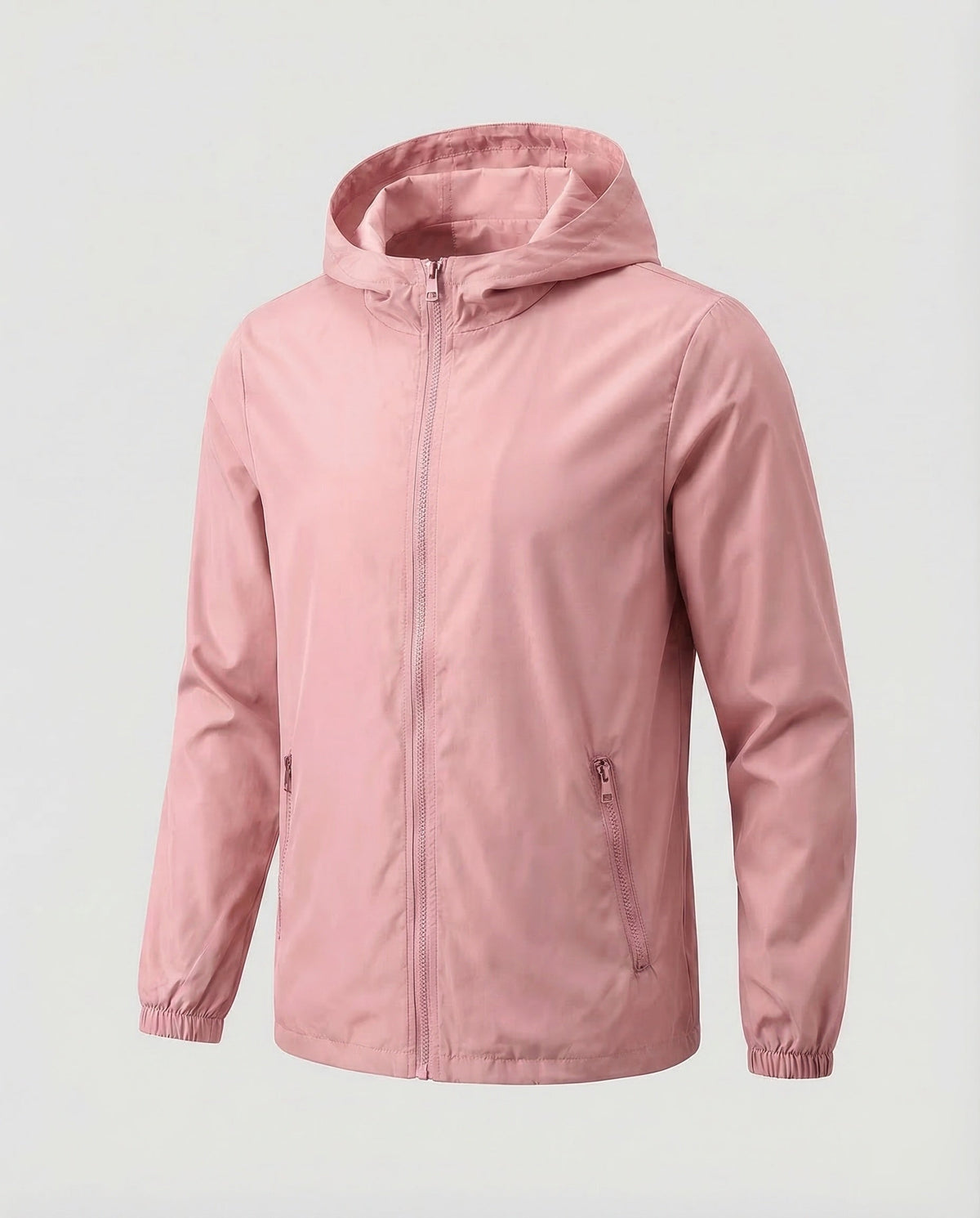 Men’s Lightweight Hooded Jacket with Zipped Pockets and Elasticated Cuffs – Full Zip Casual Layer for Spring and Summer Outings