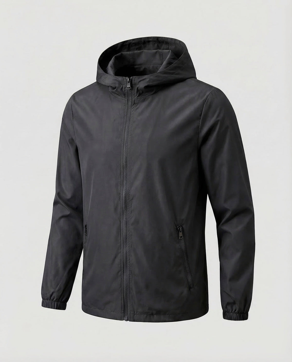 Men’s Lightweight Hooded Jacket with Zipped Pockets and Elasticated Cuffs – Full Zip Casual Layer for Spring and Summer Outings