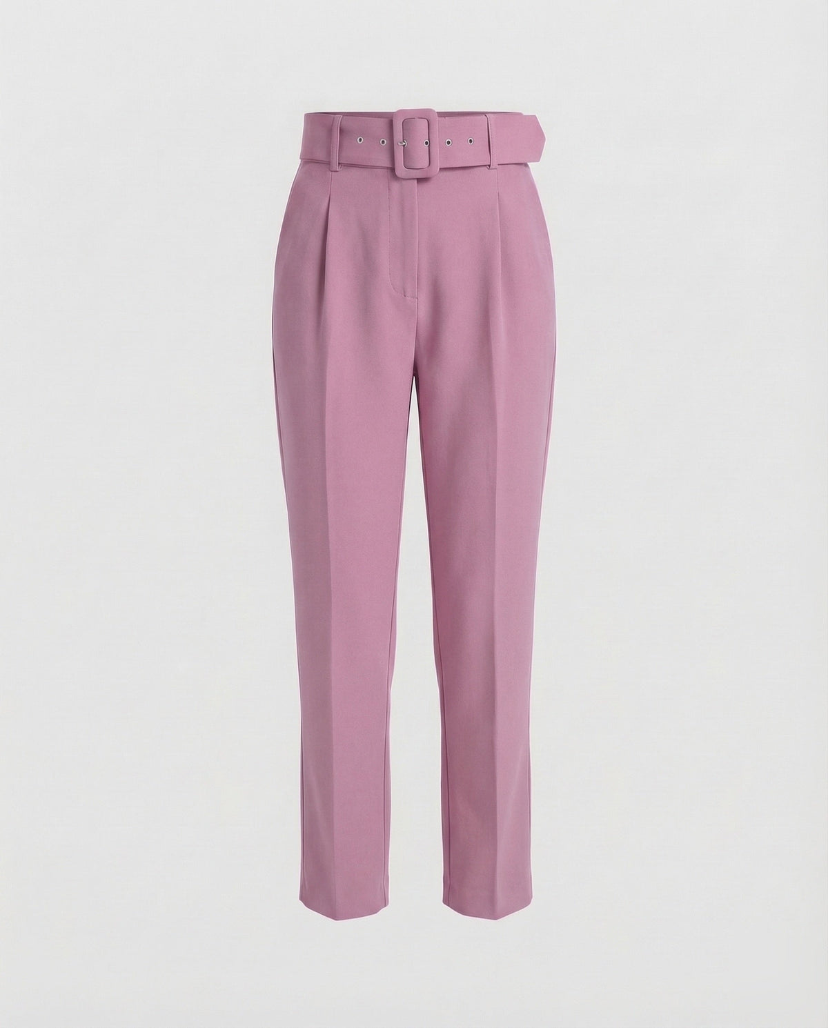 Maßgeschneiderte High-Waist-Hose für Damen mit Bundfalten und Schnallengürtel – Schmal zulaufender knöchellanger Stil für Büro- und gepflegte Freizeitoutfits