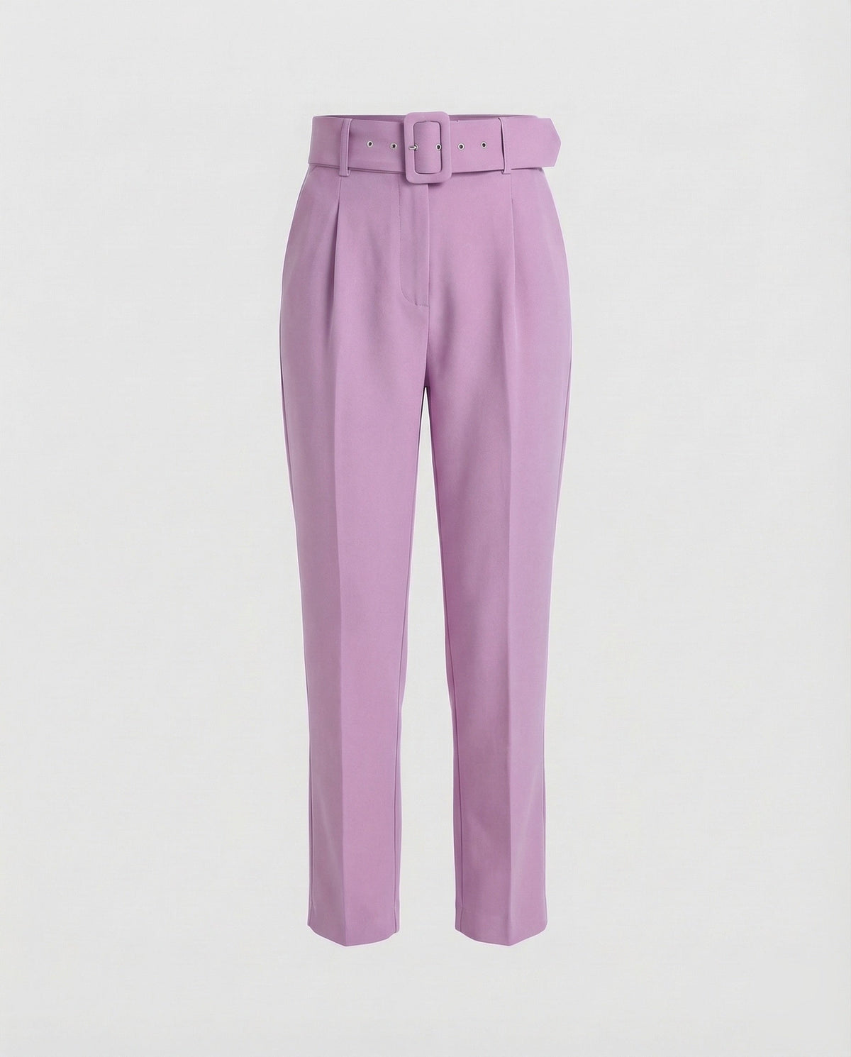 Maßgeschneiderte High-Waist-Hose für Damen mit Bundfalten und Schnallengürtel – Schmal zulaufender knöchellanger Stil für Büro- und gepflegte Freizeitoutfits