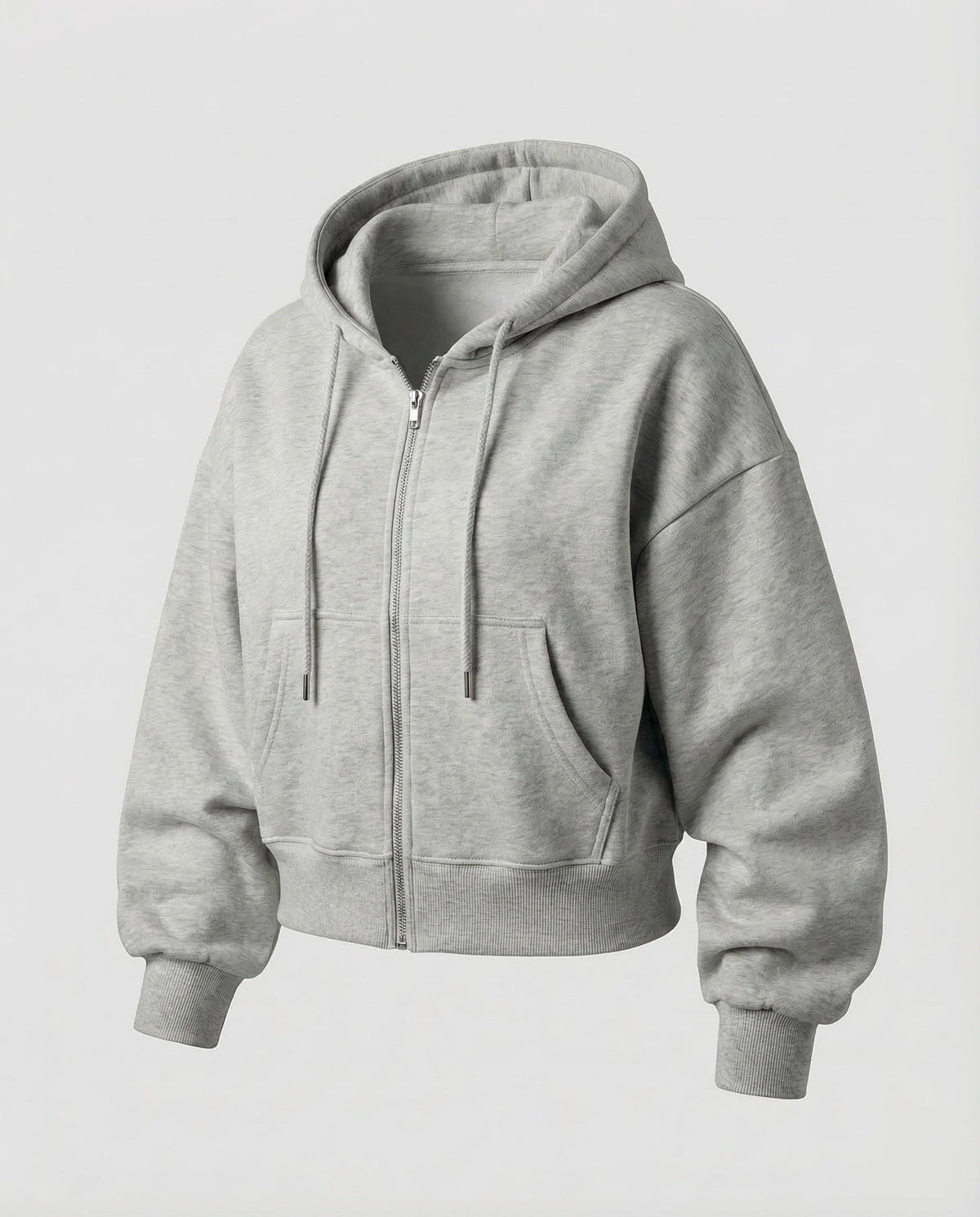 Felpa corta con zip da donna, spalle scese e tasche anteriori – Modello rilassato con cappuccio e coulisse, ideale per look quotidiani e del fine settimana
