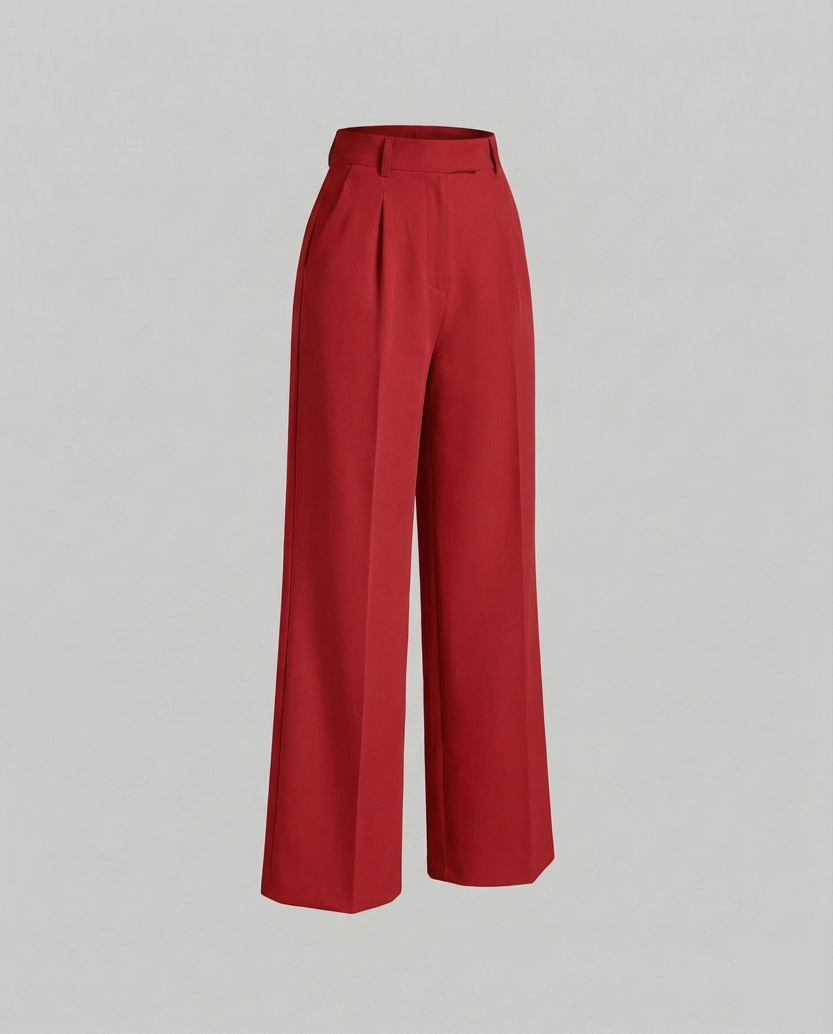 Women’s High-Waisted Tailored Trousers with Pressed Creases and Side Pockets – Straight-Leg Style for Office and Smart Casual Outfits
