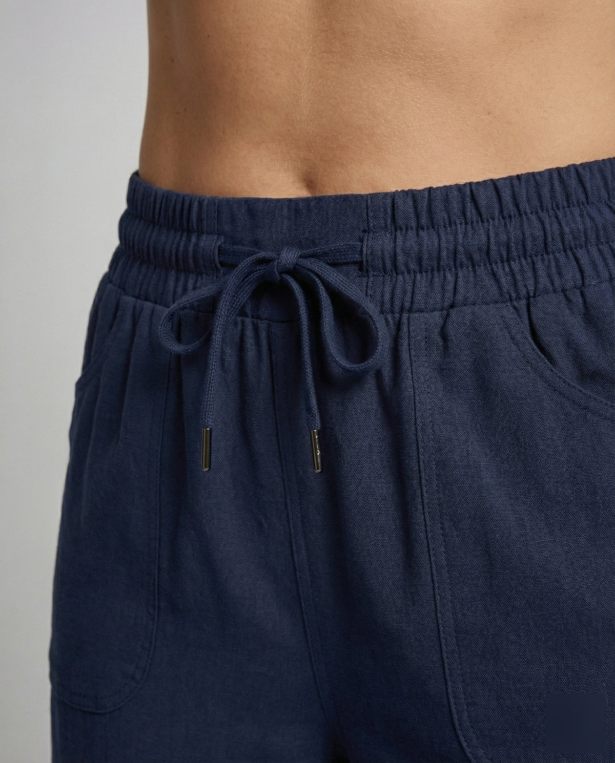 Culottes met wijde pijpen voor dames, trekkoord in de taille en ronde zomen – Kort model met opgestikte zakken aan de voorkant voor casual zomeroutfits