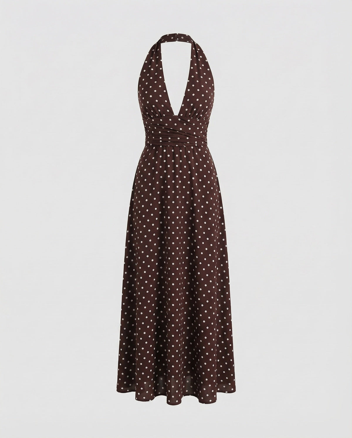 Abito lungo stampato da donna con scollo all’americana, scollo a V incrociato e vita arricciata – Modello svasato e fluido con tasche per le uscite estive