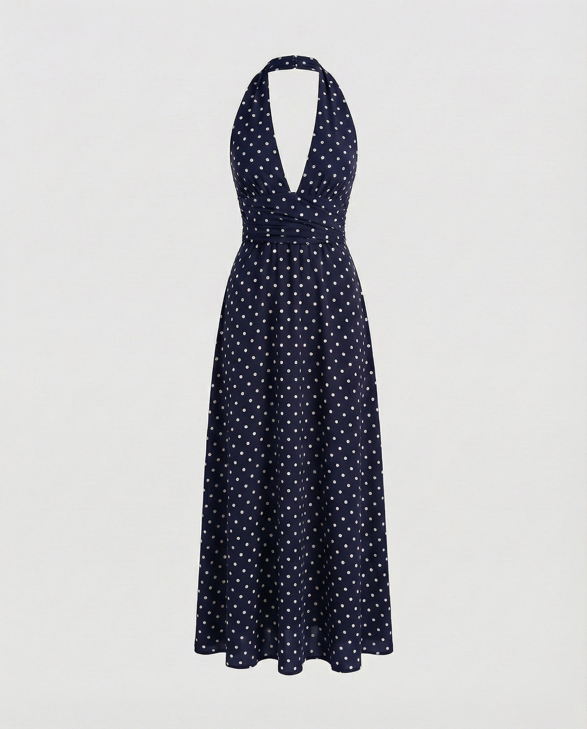 Abito lungo stampato da donna con scollo all’americana, scollo a V incrociato e vita arricciata – Modello svasato e fluido con tasche per le uscite estive