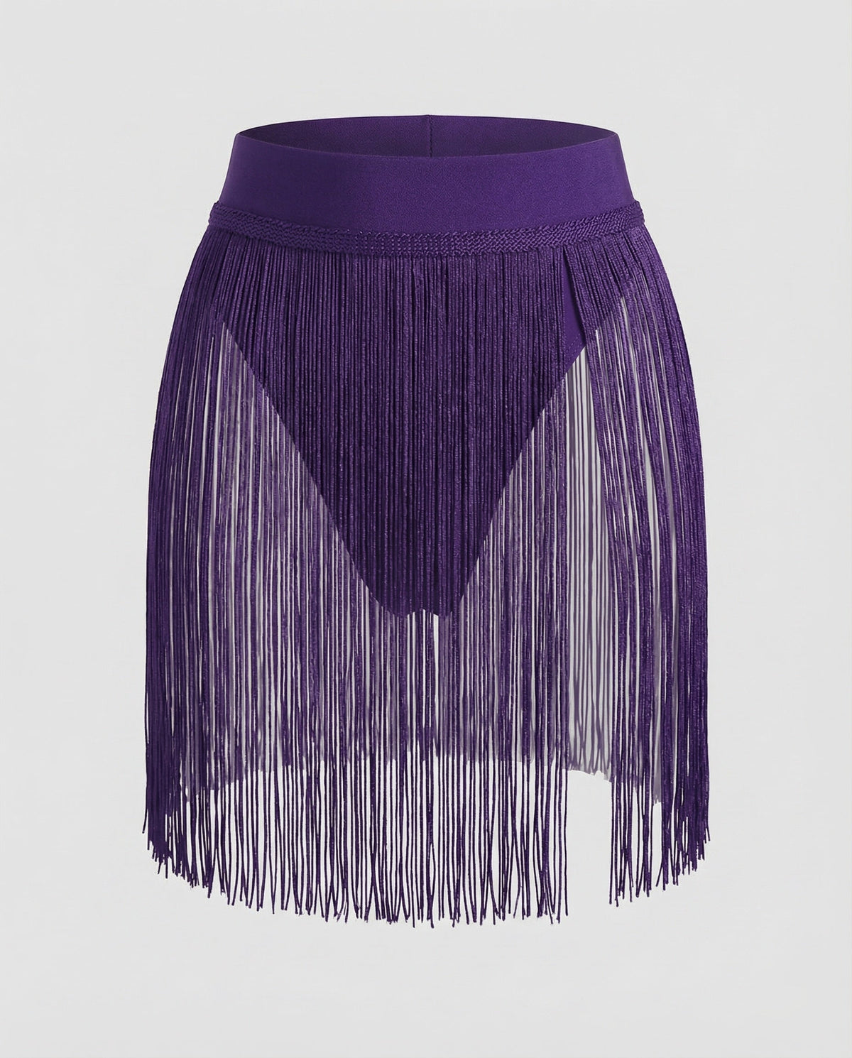 Women’s Fringe Mini Skirt with High Side Opening and Wide Waistband – Statement Style for Dancing and Festivals