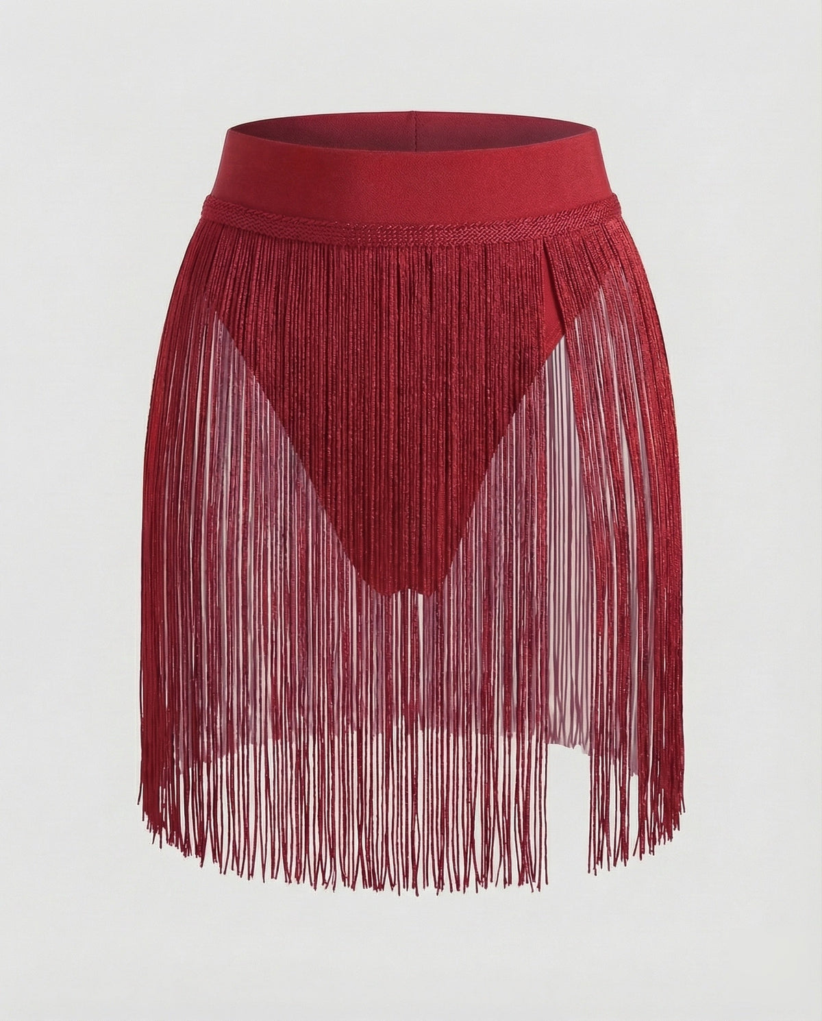 Women’s Fringe Mini Skirt with High Side Opening and Wide Waistband – Statement Style for Dancing and Festivals