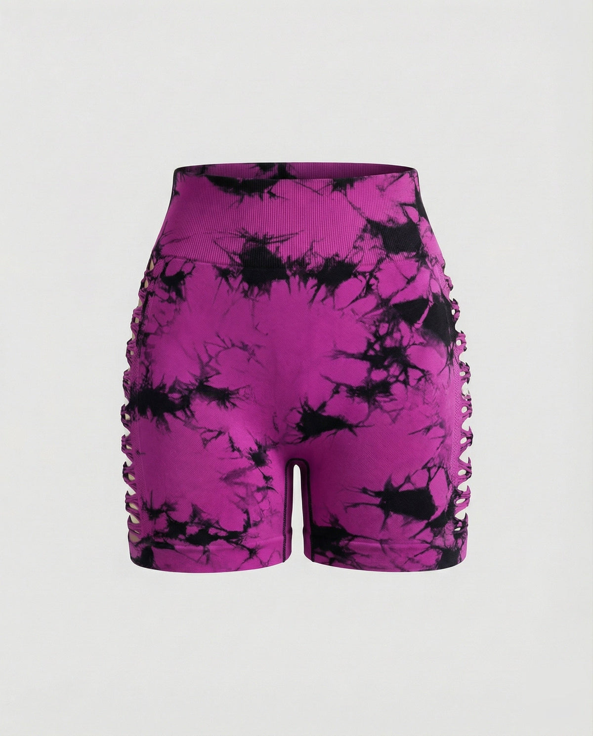 Shorts stampati a vita alta da donna con aperture laterali a scaletta - modello aderente per l’estate e i festival