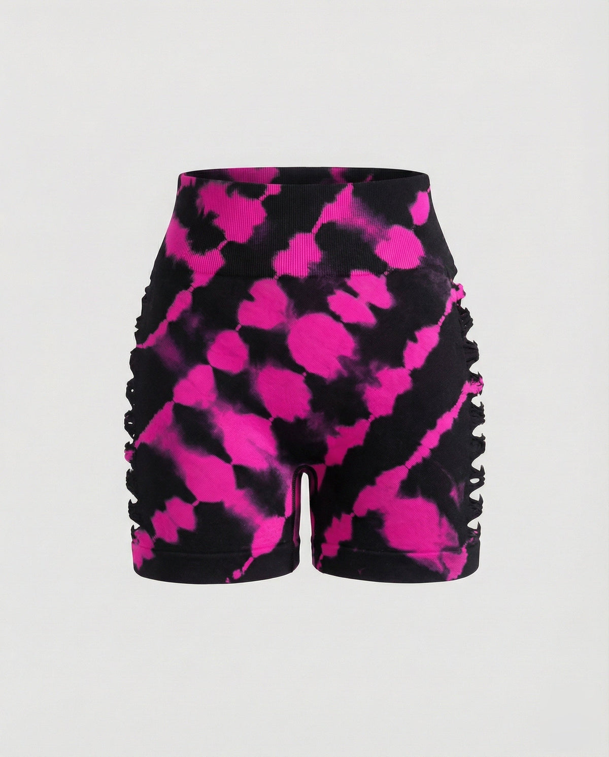 Shorts stampati a vita alta da donna con aperture laterali a scaletta - modello aderente per l’estate e i festival