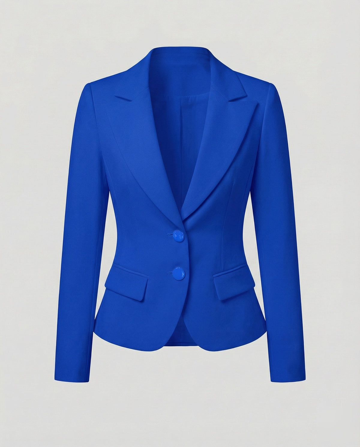Blazer da donna aderente con due bottoni e orlo curvo – Giacca con revers a lancia per il lavoro e le occasioni formali