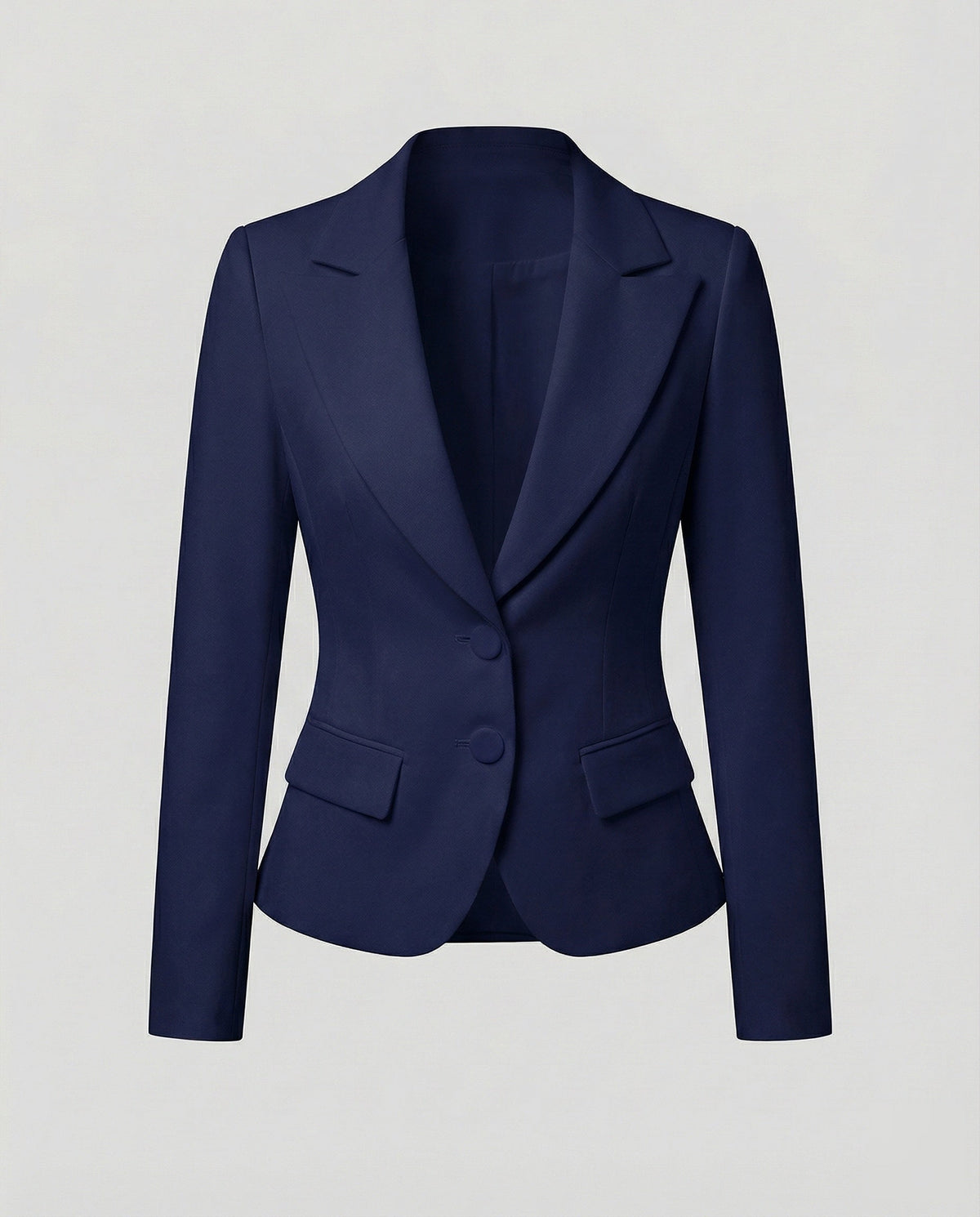 Blazer da donna aderente con due bottoni e orlo curvo – Giacca con revers a lancia per il lavoro e le occasioni formali