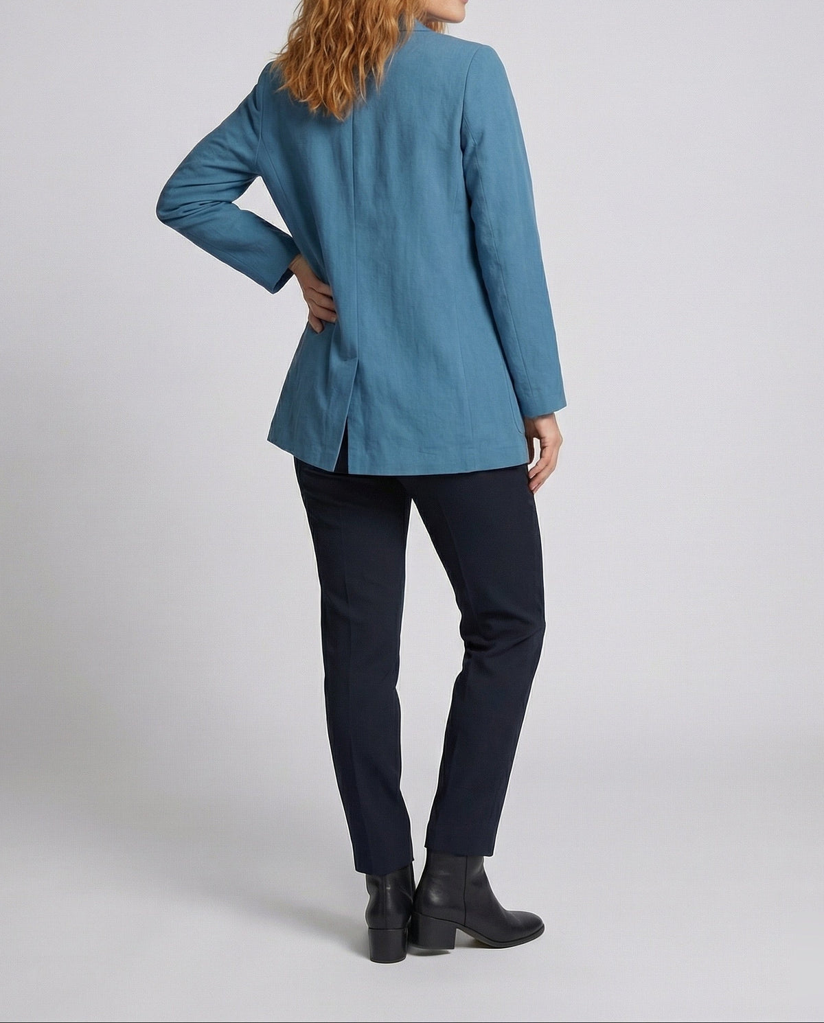 Blazer décontracté pour femme d’aspect lin avec poches plaquées – Veste à deux boutons pour des tenues estivales chic et décontractées