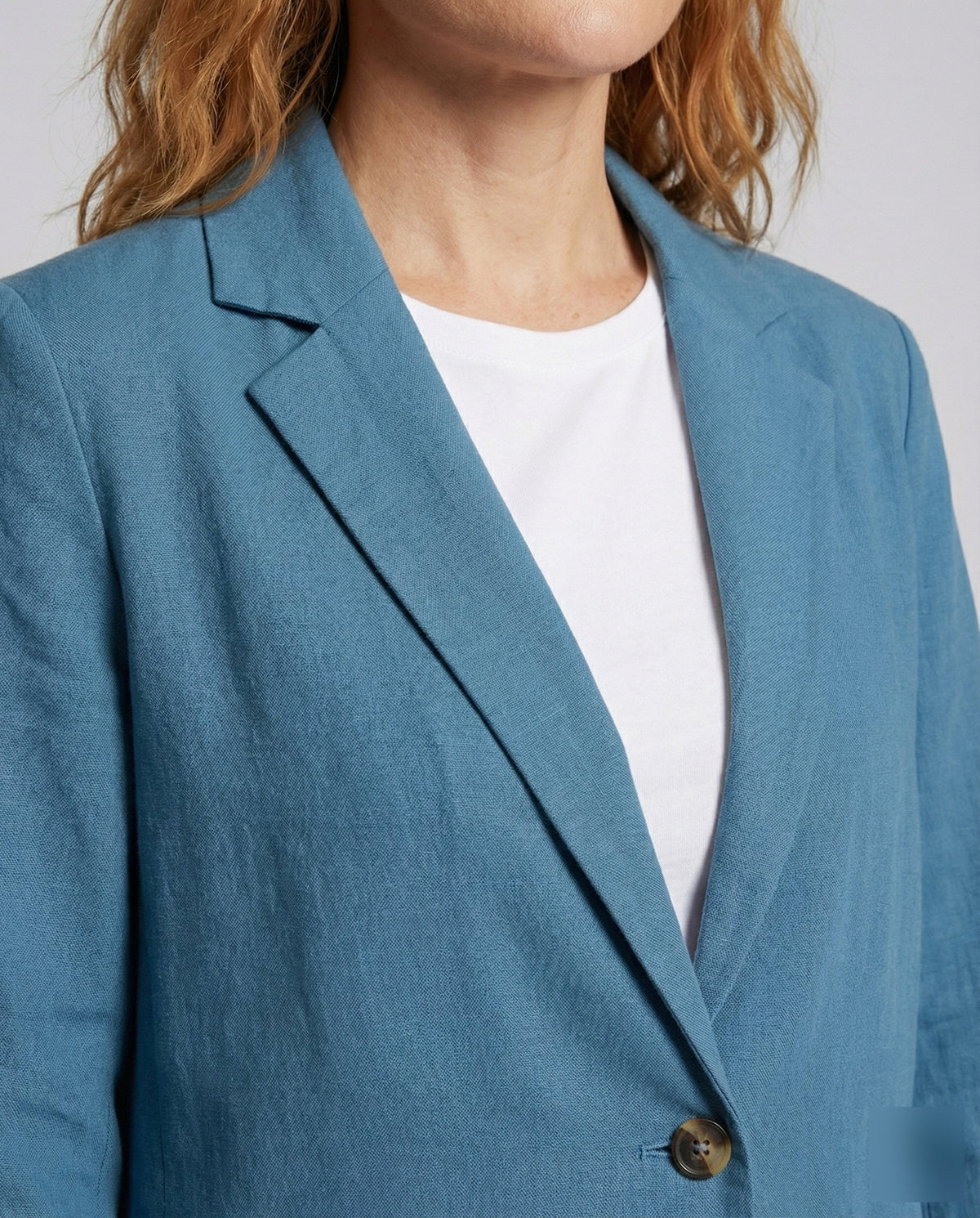 Blazer décontracté pour femme d’aspect lin avec poches plaquées – Veste à deux boutons pour des tenues estivales chic et décontractées