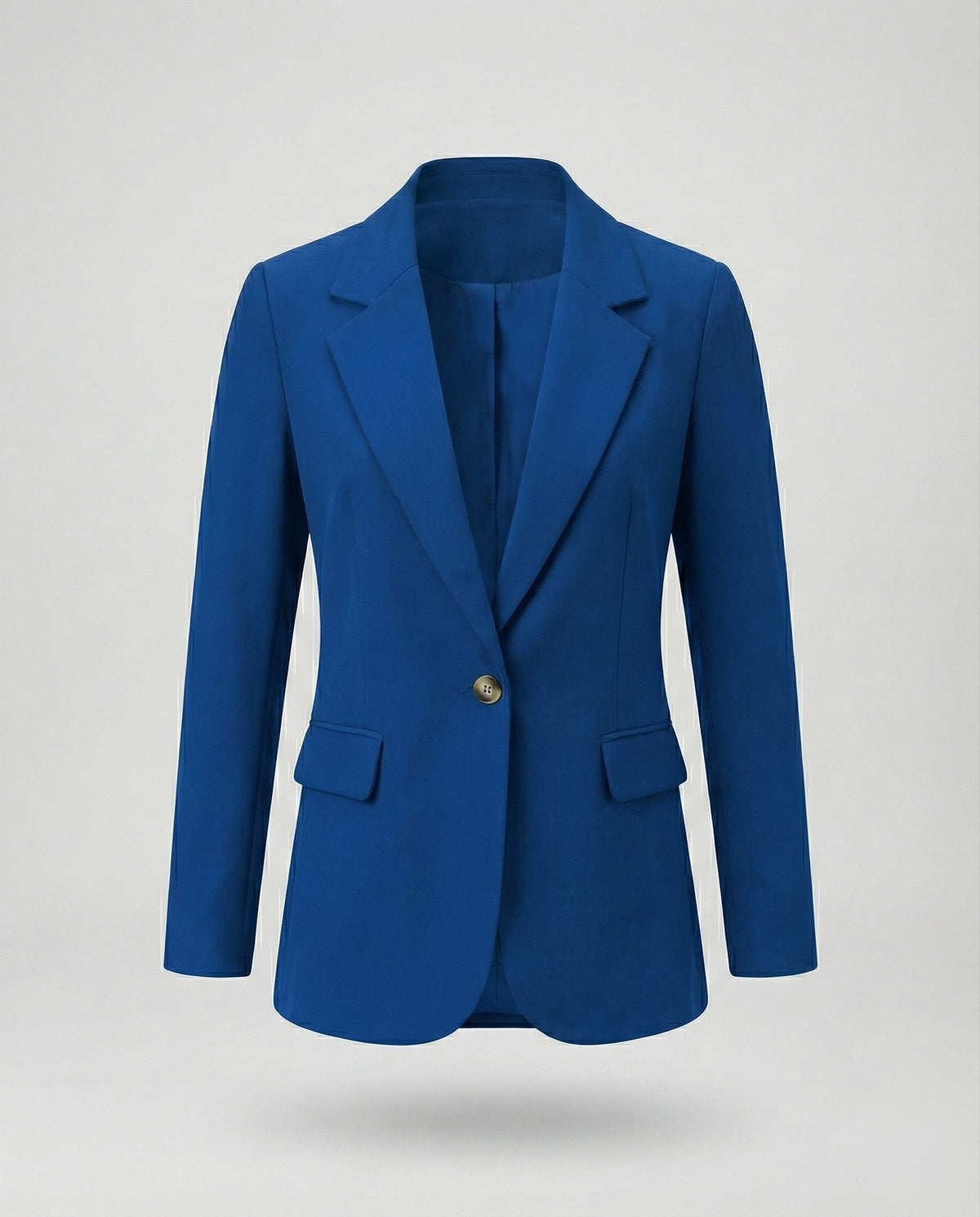 Blazer lungo da donna con un solo bottone e tasche a pattina – Giacca sartoriale slim per look business casual