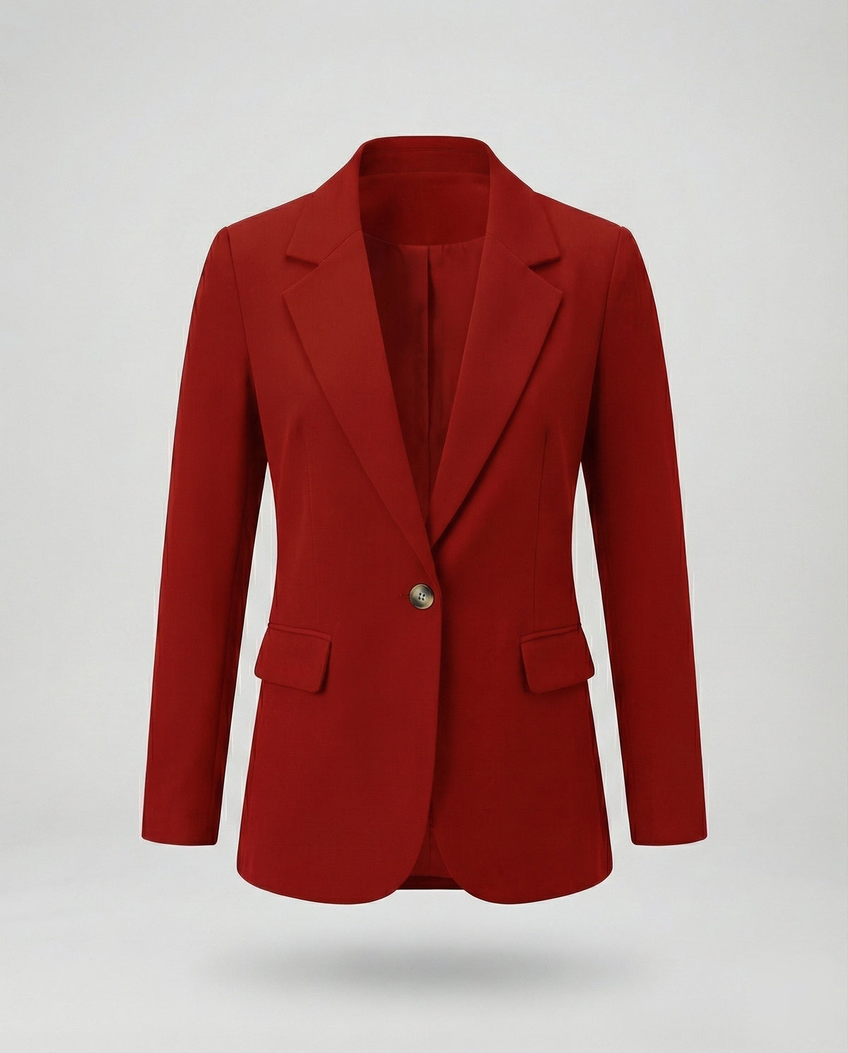 Blazer lungo da donna con un solo bottone e tasche a pattina – Giacca sartoriale slim per look business casual