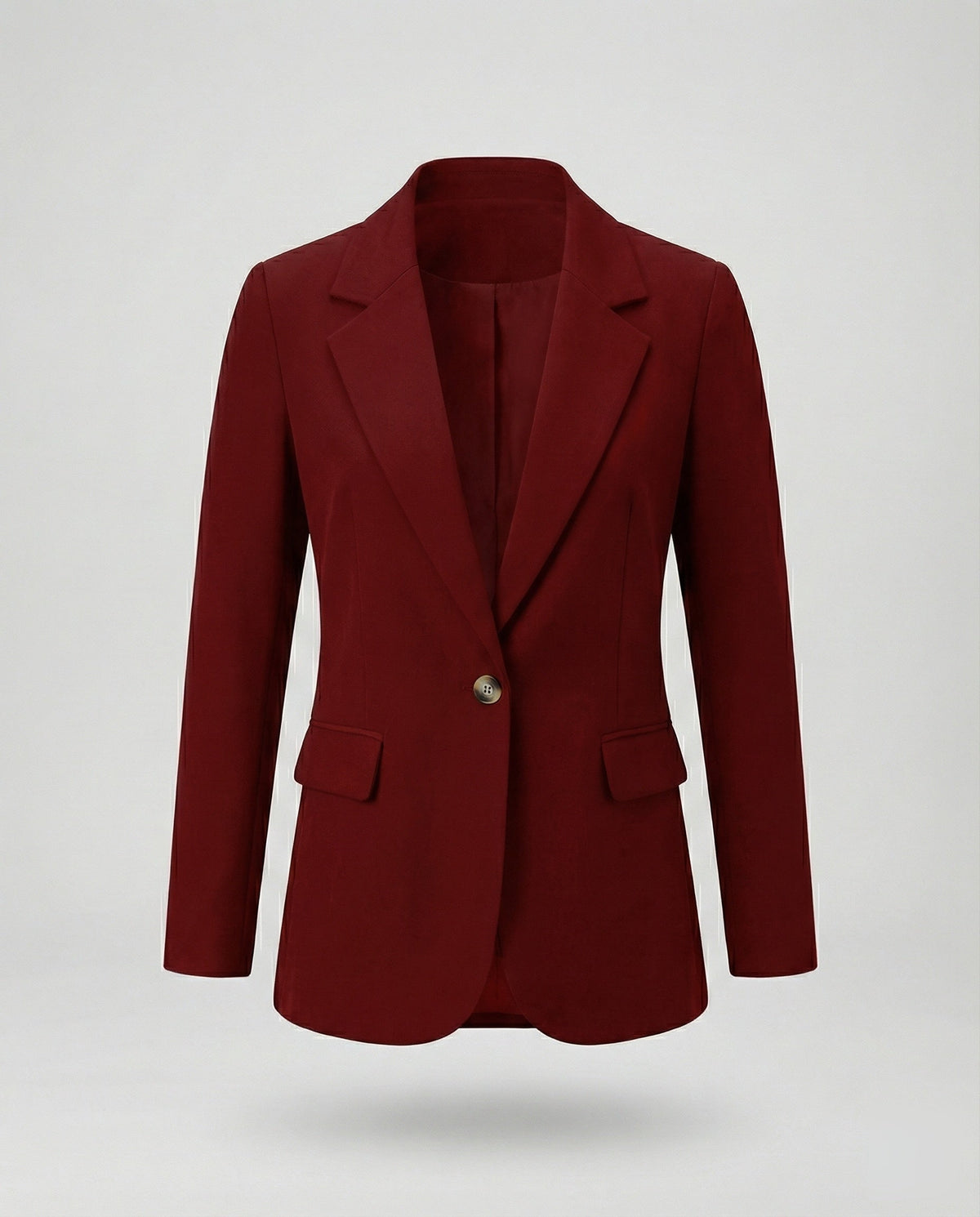 Blazer lungo da donna con un solo bottone e tasche a pattina – Giacca sartoriale slim per look business casual