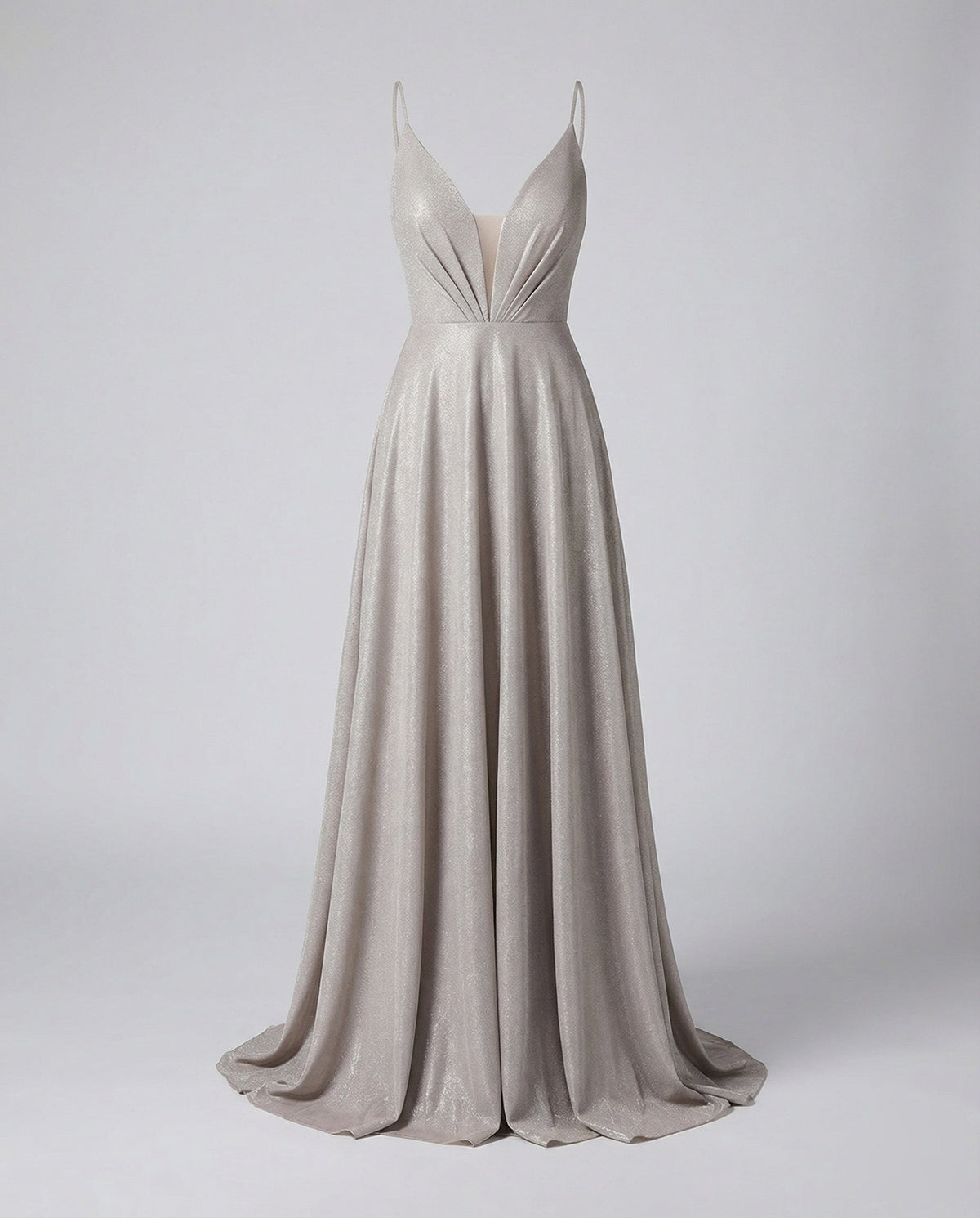 Vestido largo brillante para mujer con escote pronunciado en V - Vestido de corte A con tirantes finos para galas y veladas formales