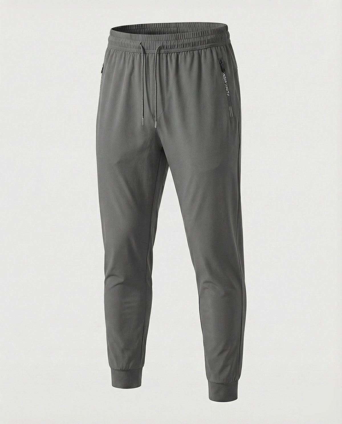 Jogging fuselé pour homme avec poches zippées et taille à cordon – Pantalon décontracté à revers pour tous les jours