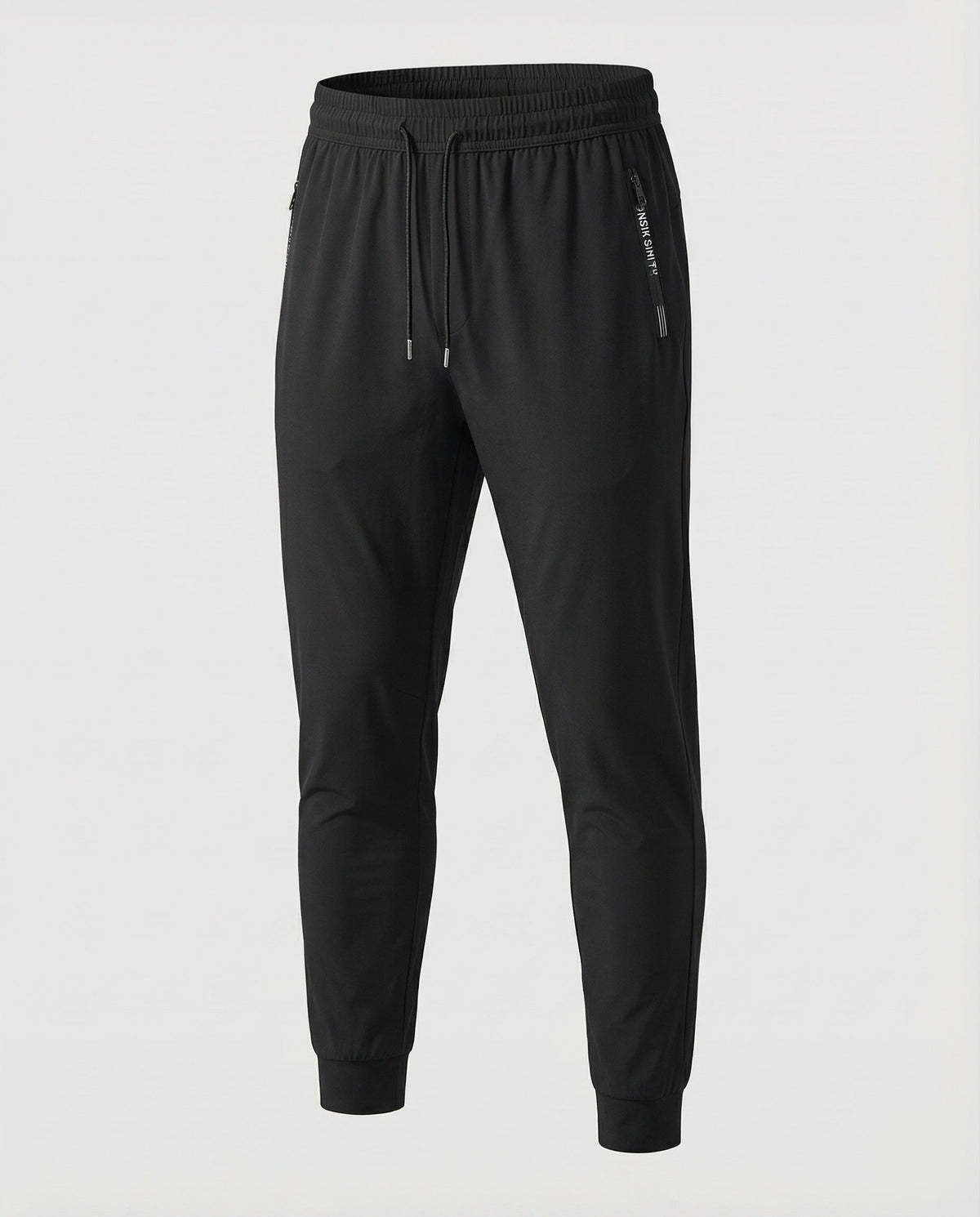 Jogging fuselé pour homme avec poches zippées et taille à cordon – Pantalon décontracté à revers pour tous les jours