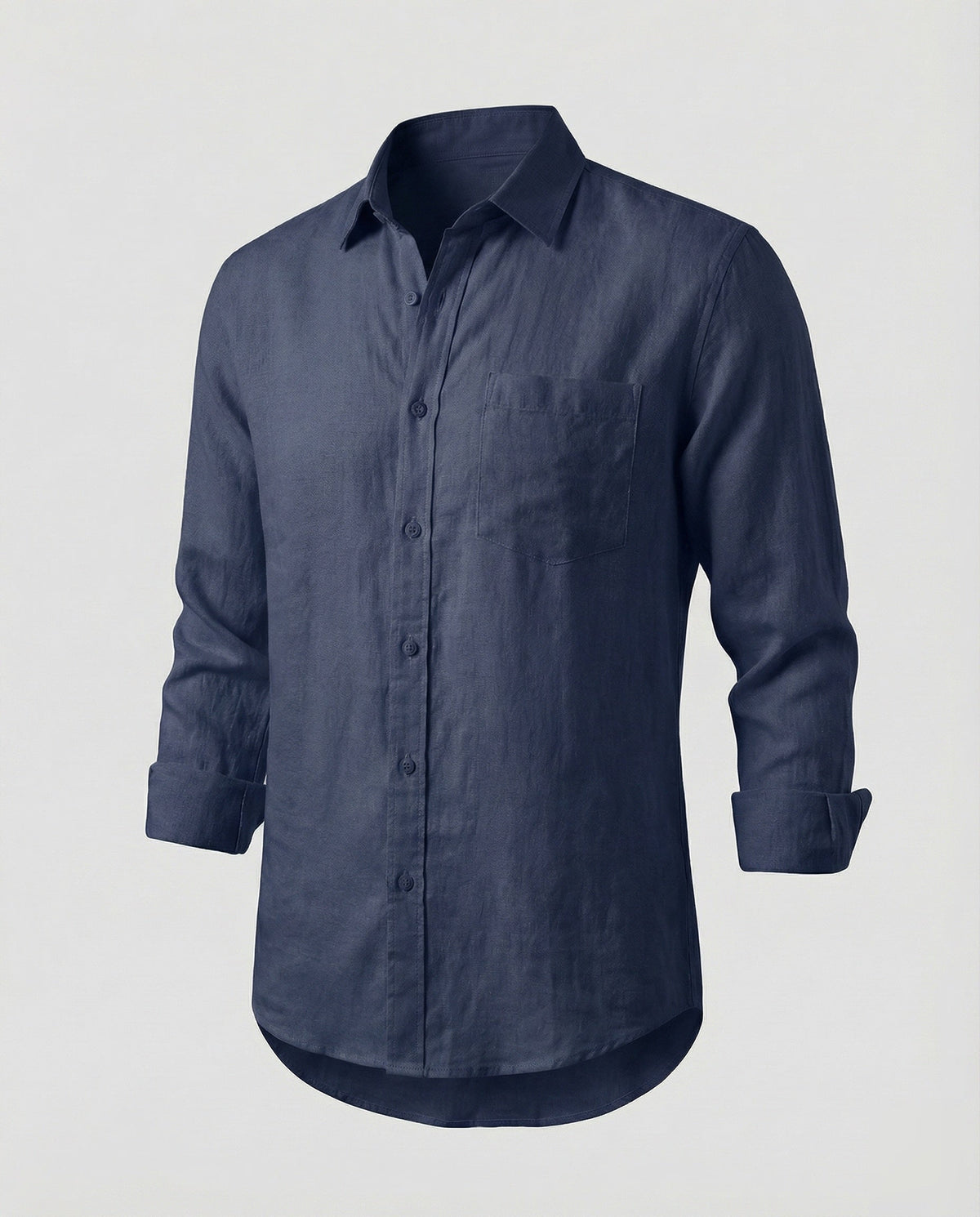 Camisa de lino con botones para hombre y bolsillo en el pecho – Diseño de manga larga y cuello clásico para vacaciones de verano y comidas informales