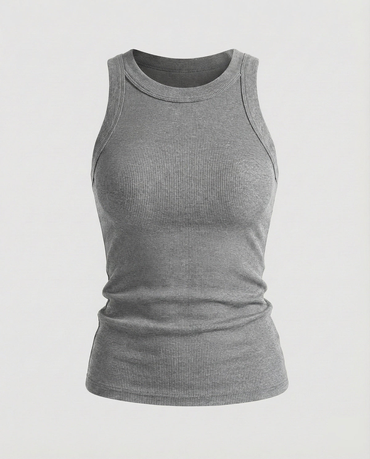 Women’s Ribbed High-Neck Vest Top with Cutaway Shoulders – Fitted Sleeveless Basic for Casual Outfits and Blazer Layering