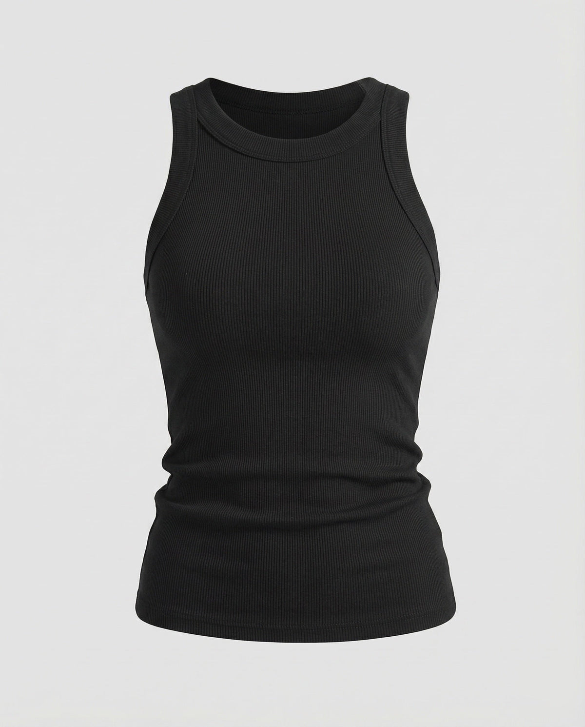 Women’s Ribbed High-Neck Vest Top with Cutaway Shoulders – Fitted Sleeveless Basic for Casual Outfits and Blazer Layering
