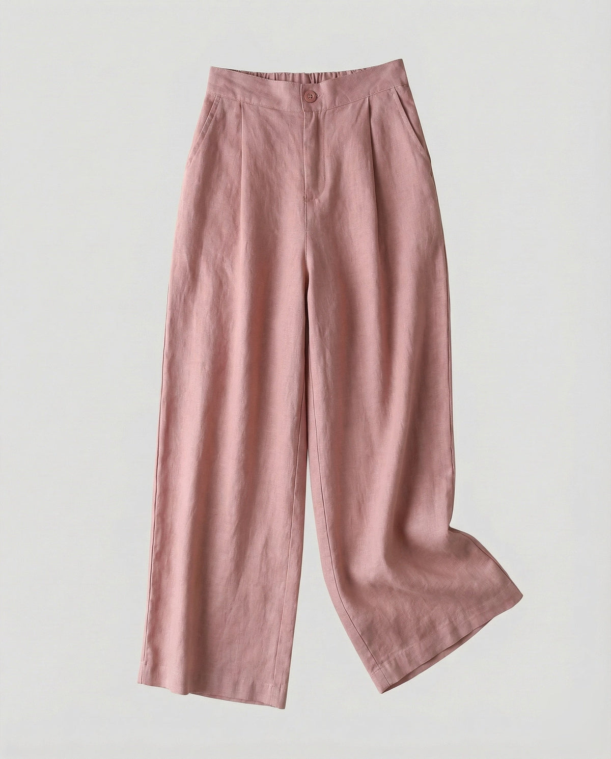 Højtaljede bukser med vide ben til kvinder - lette, skræddersyede bukser med hørlook og læg foran til sommerens kontorbrug og pæn, afslappet påklædning